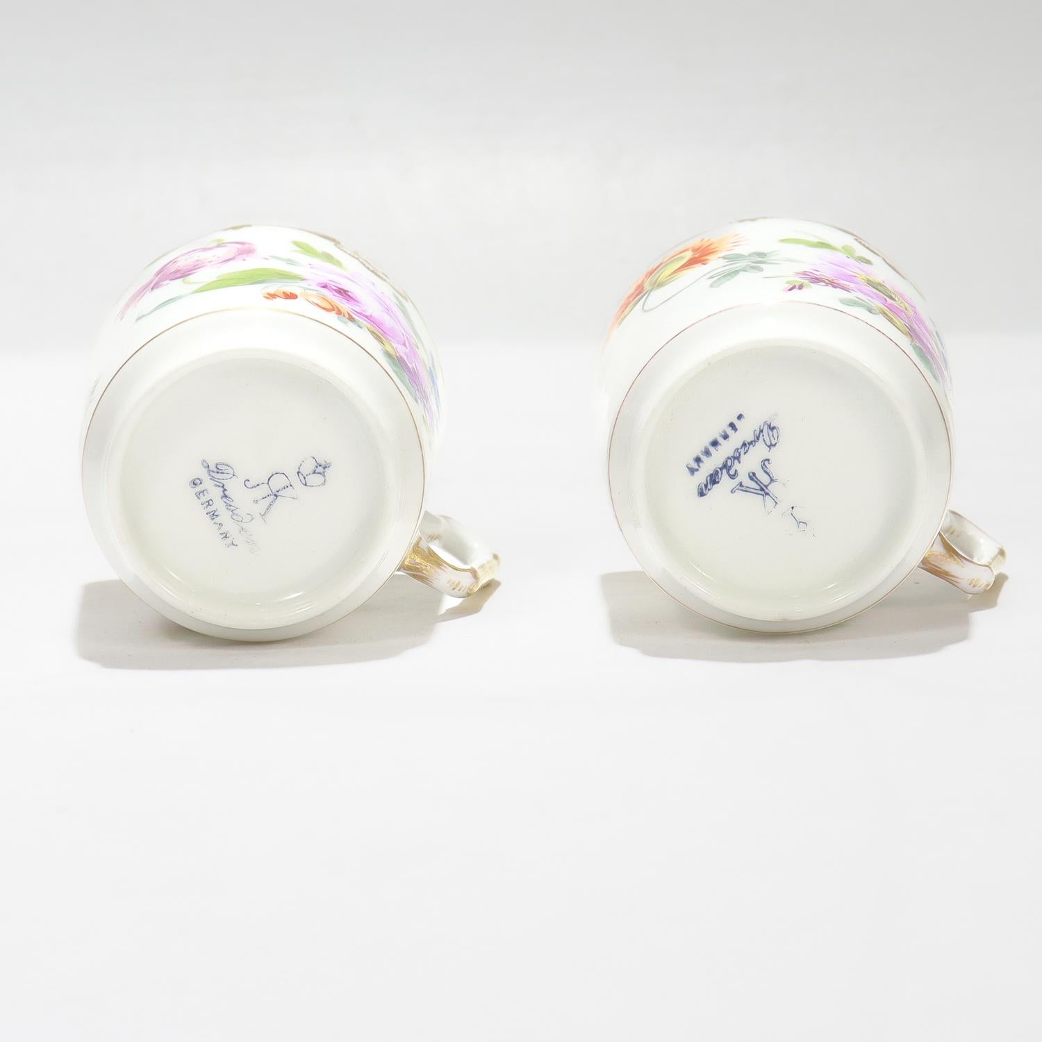 Juego de 2 tazas y platillos de porcelana de Dresden Porcelain firmados por Richard Klemm en venta 5