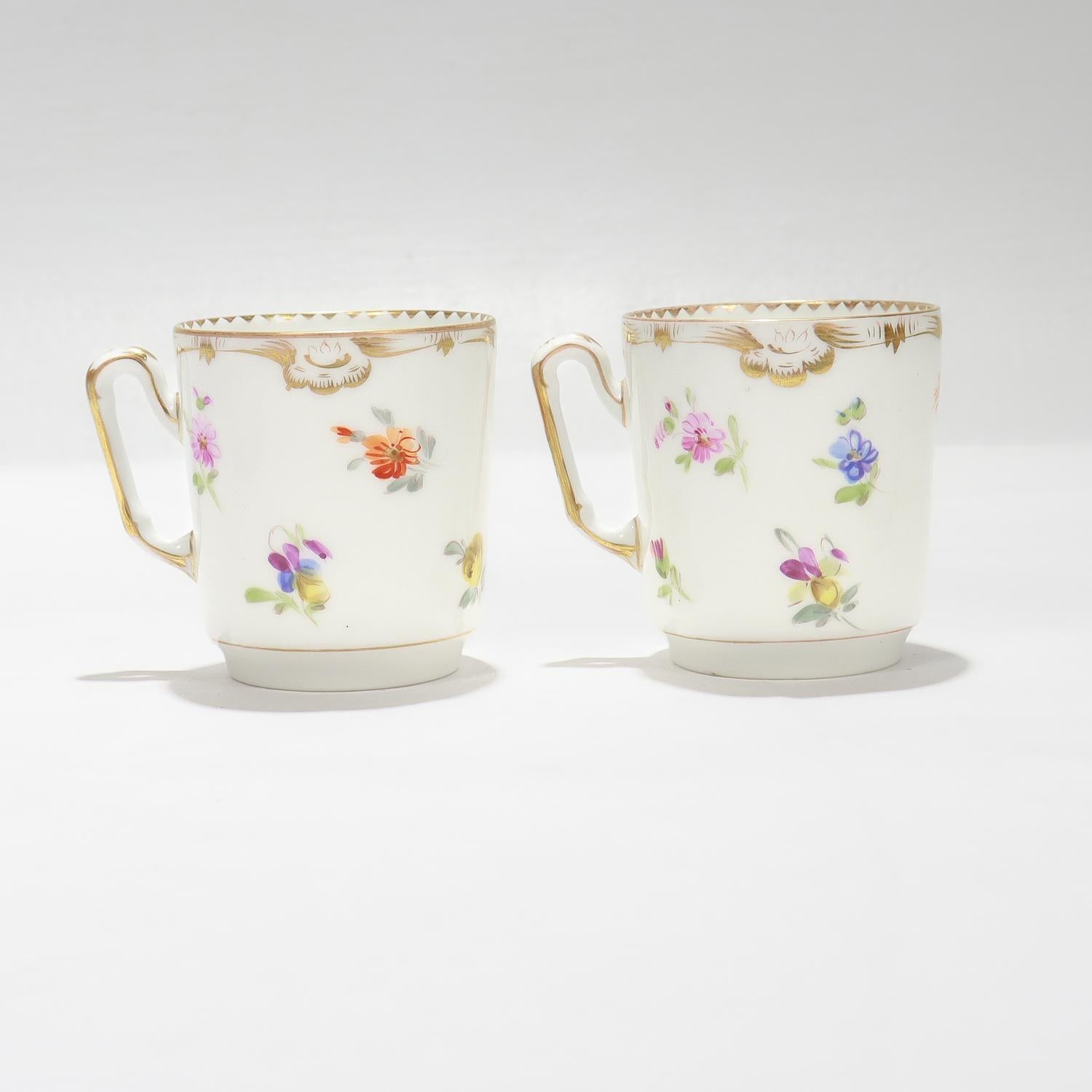 Juego de 2 tazas y platillos de porcelana de Dresden Porcelain firmados por Richard Klemm en venta 1