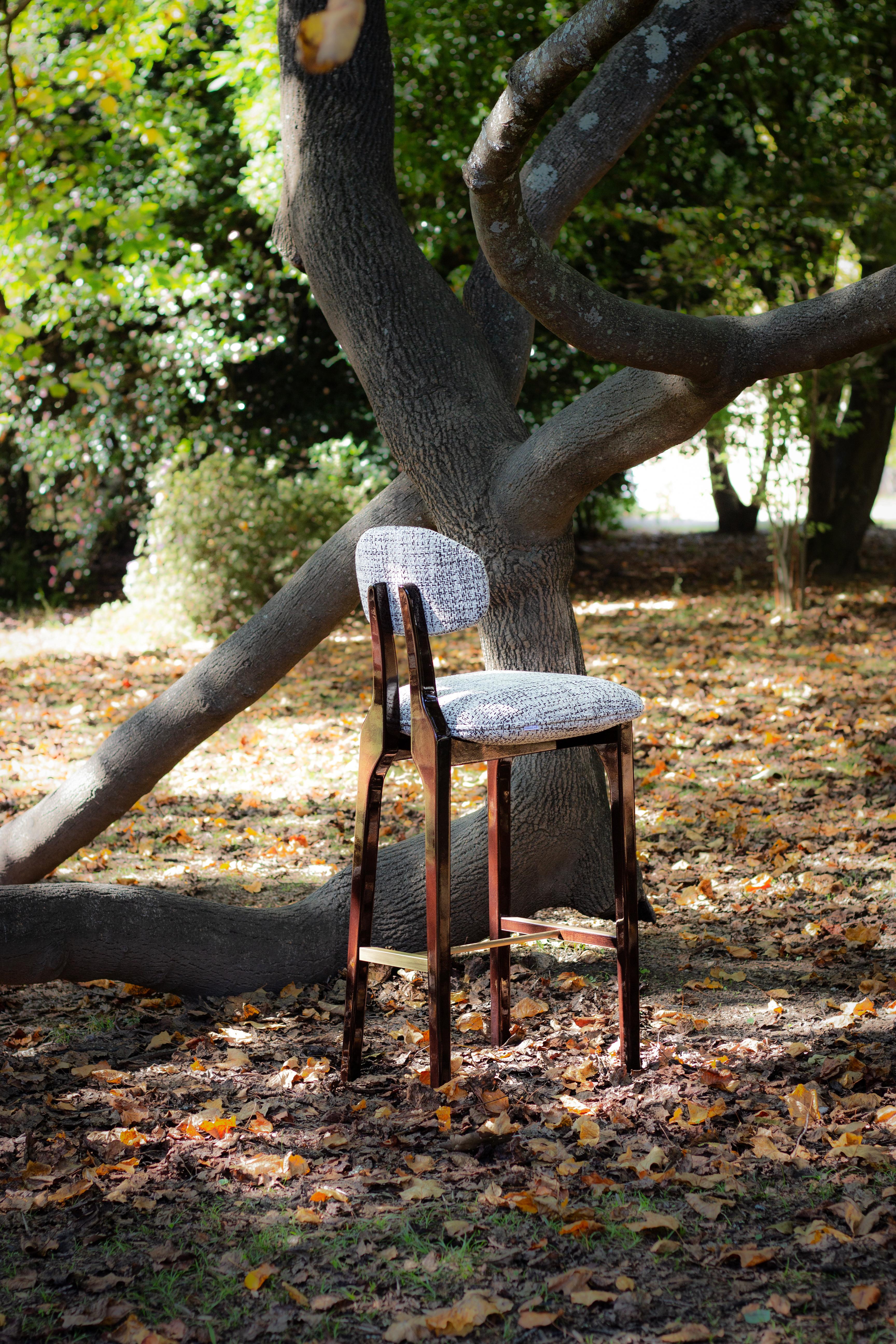Set of 2 Silhouette Bar Stool, Mix & Brass, Insidherland by Joana Santos Barbosa For Sale 3
