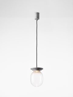 Ensemble de 2 grandes lampes à suspension Stratos argentées et transparentes par Dechem Studio