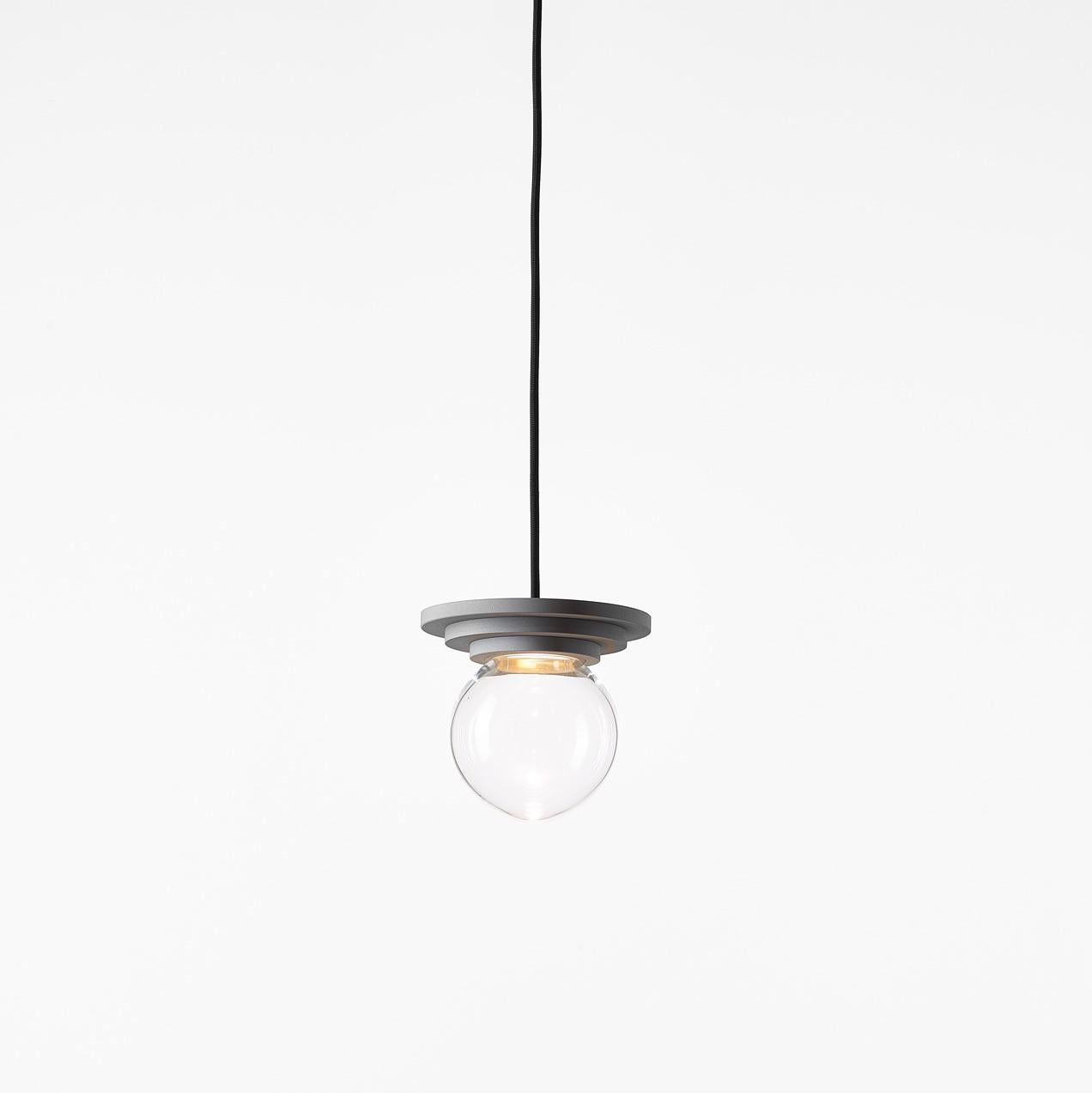Modern Set of 2 Silver and Clear Stratos Mini Ball Pendant Light by Dechem Studio For Sale
