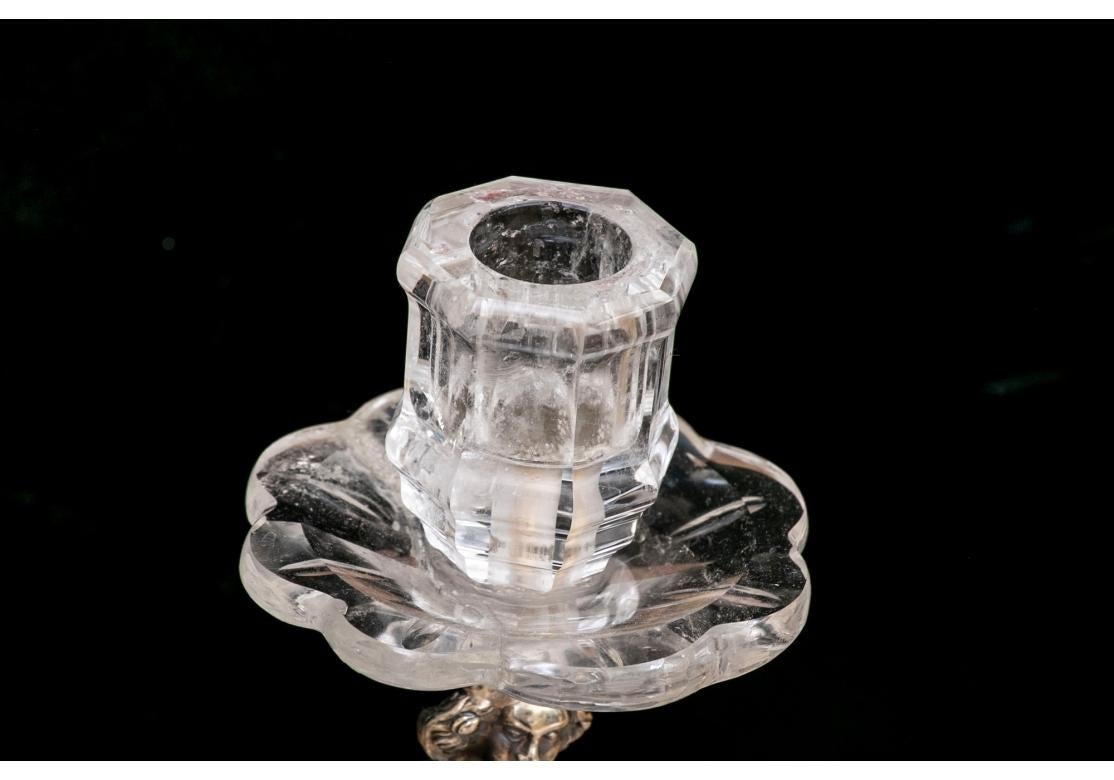 Set di 2 candelabri in cristallo di rocca montati in argento in vendita 6