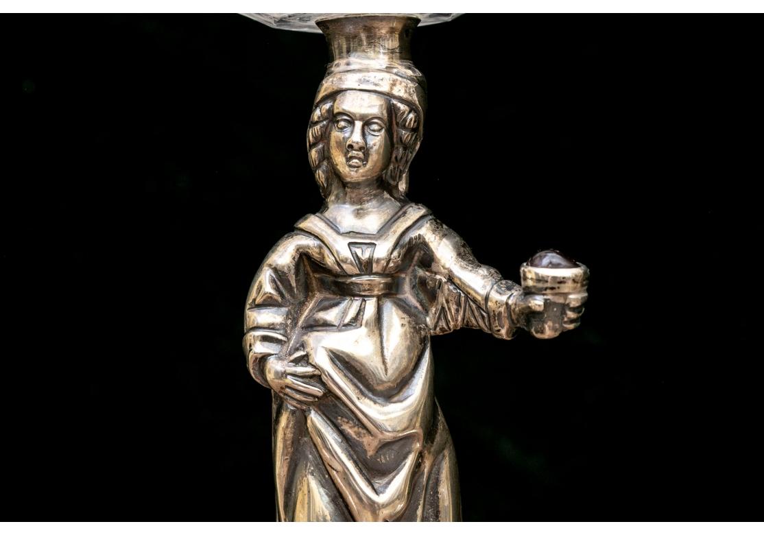 Rococò Set di 2 candelabri in cristallo di rocca montati in argento in vendita