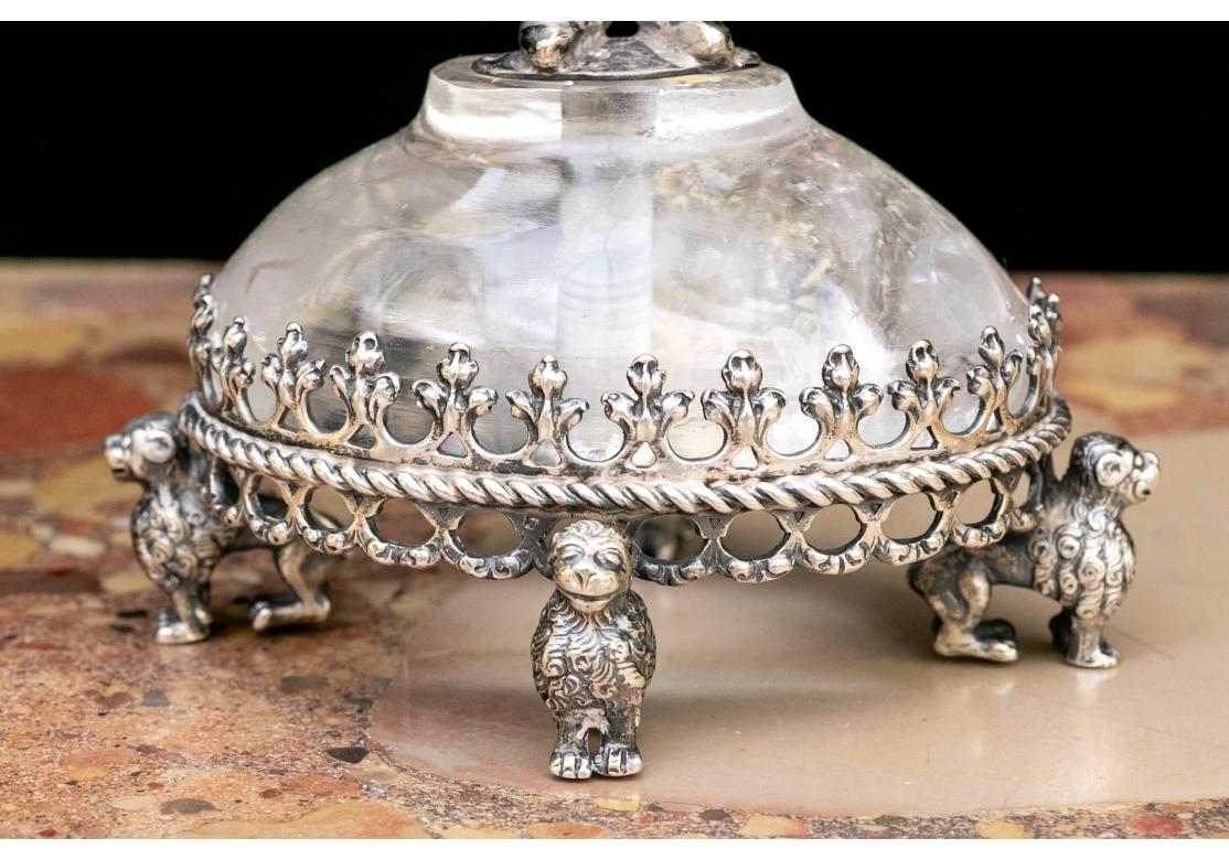 Europeo Set di 2 candelabri in cristallo di rocca montati in argento in vendita