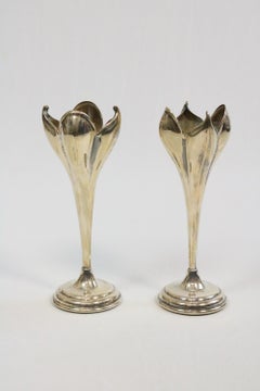 Set von 2 Silbervasen, Krokodillederform, Jugendstilstil, 1960er Jahre