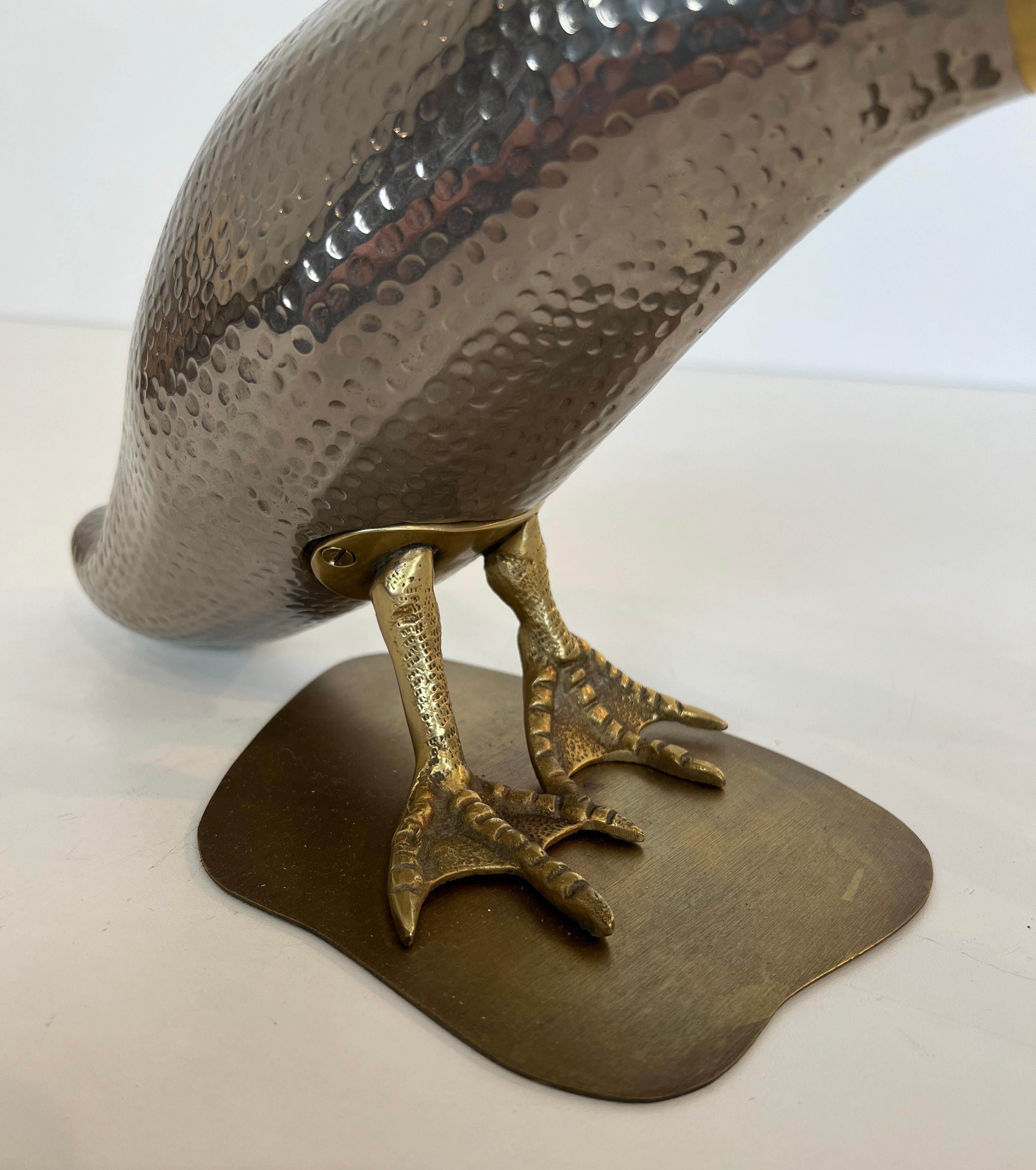 Set of 2 Silvered and Brass Ducks For Sale 4