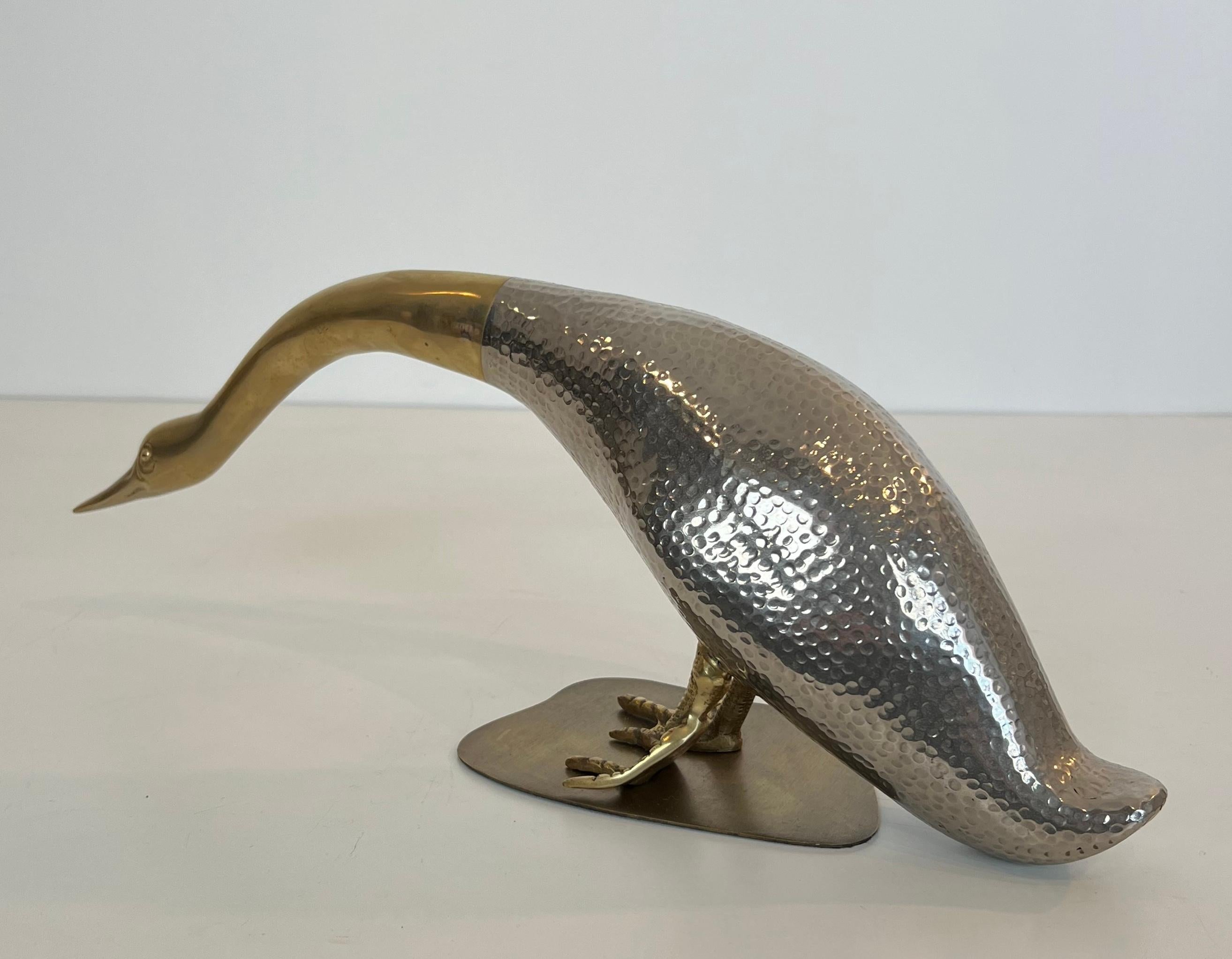 Set of 2 Silvered and Brass Ducks For Sale 7