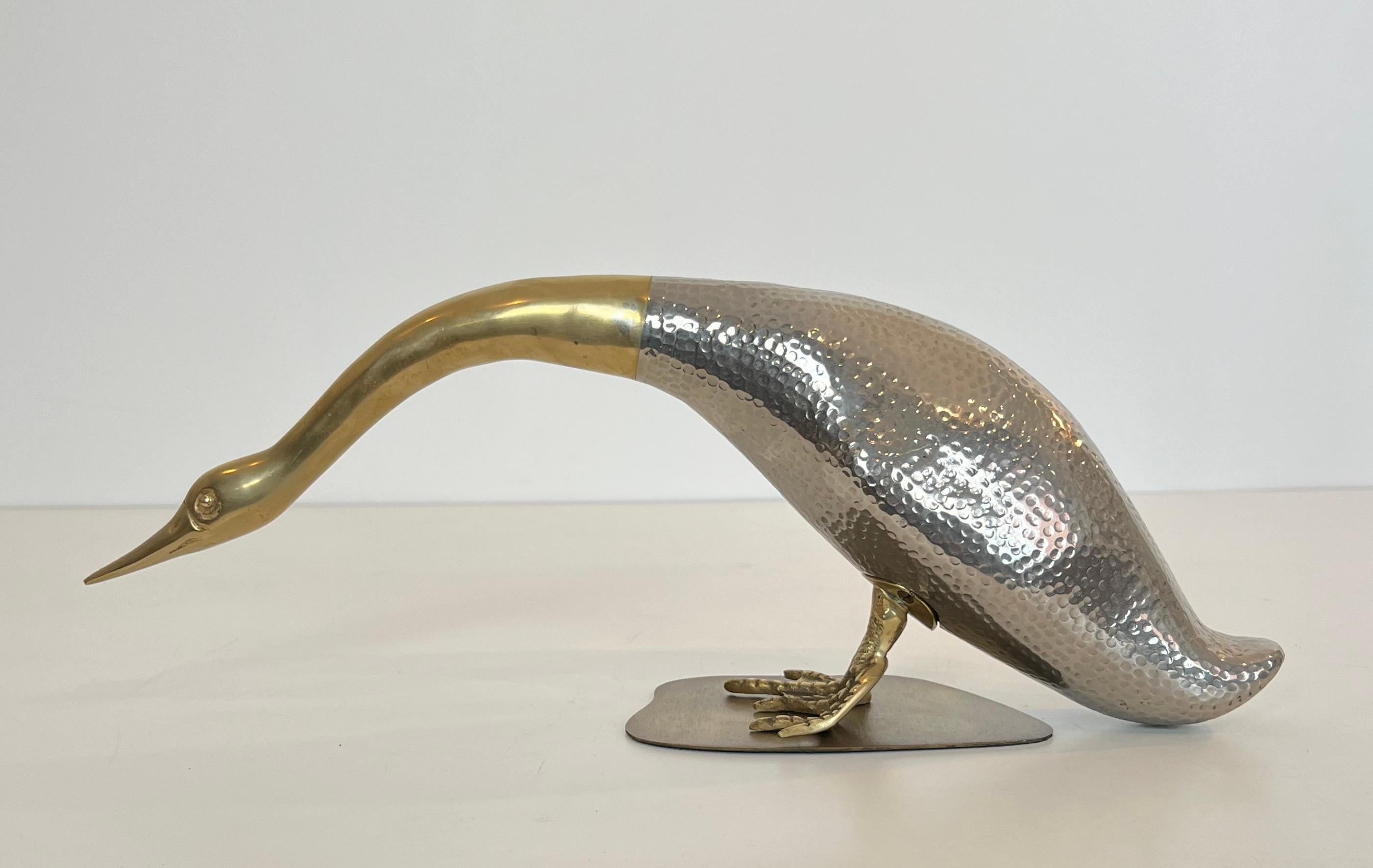 Set of 2 Silvered and Brass Ducks For Sale 1