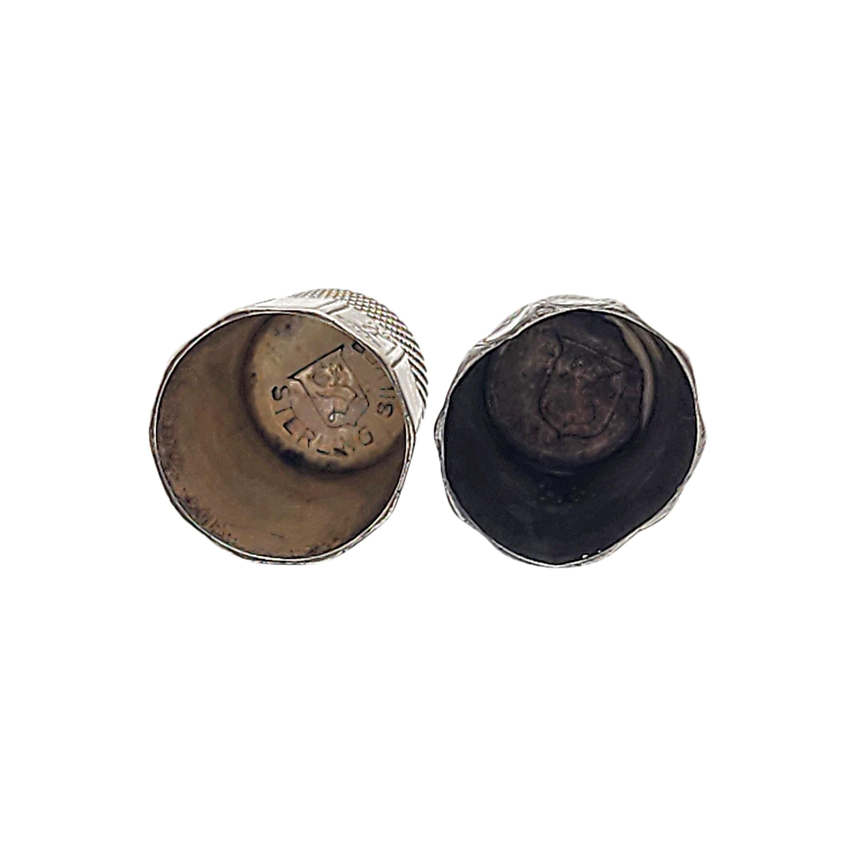 Set of 2 Simon Bros Sterling Silver Fluted Panel Thimbles Size 8-9  #15217 In Good Condition In Washington Depot, CT