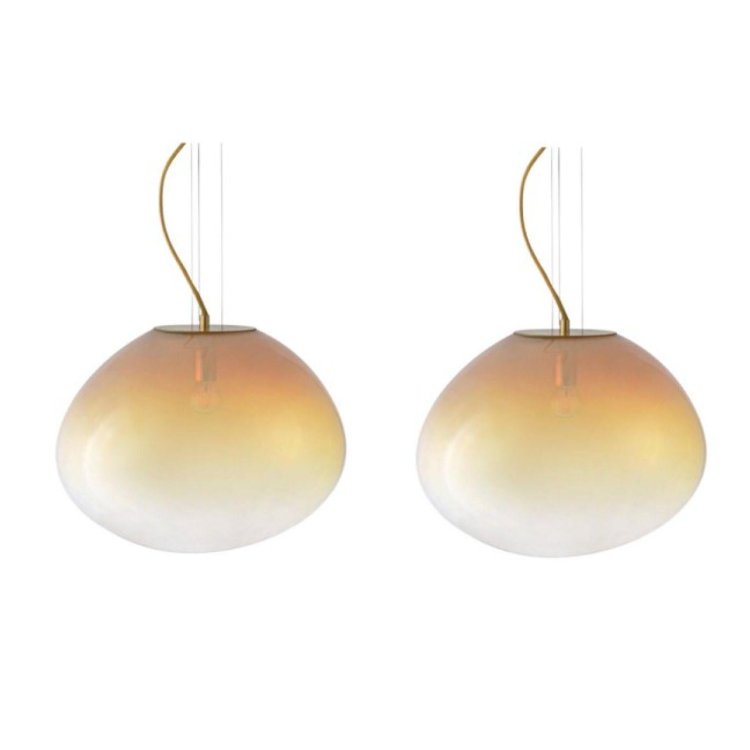 Set of 2 Sirius L pendants by Eloa.
No UL listed 
Material: LED Bulb, glass.
Dimensions: D39 x W40 x H32 cm.
Also Available in different colours and dimensions.

All our lamps can be wired according to each country. If sold to the USA it will be
