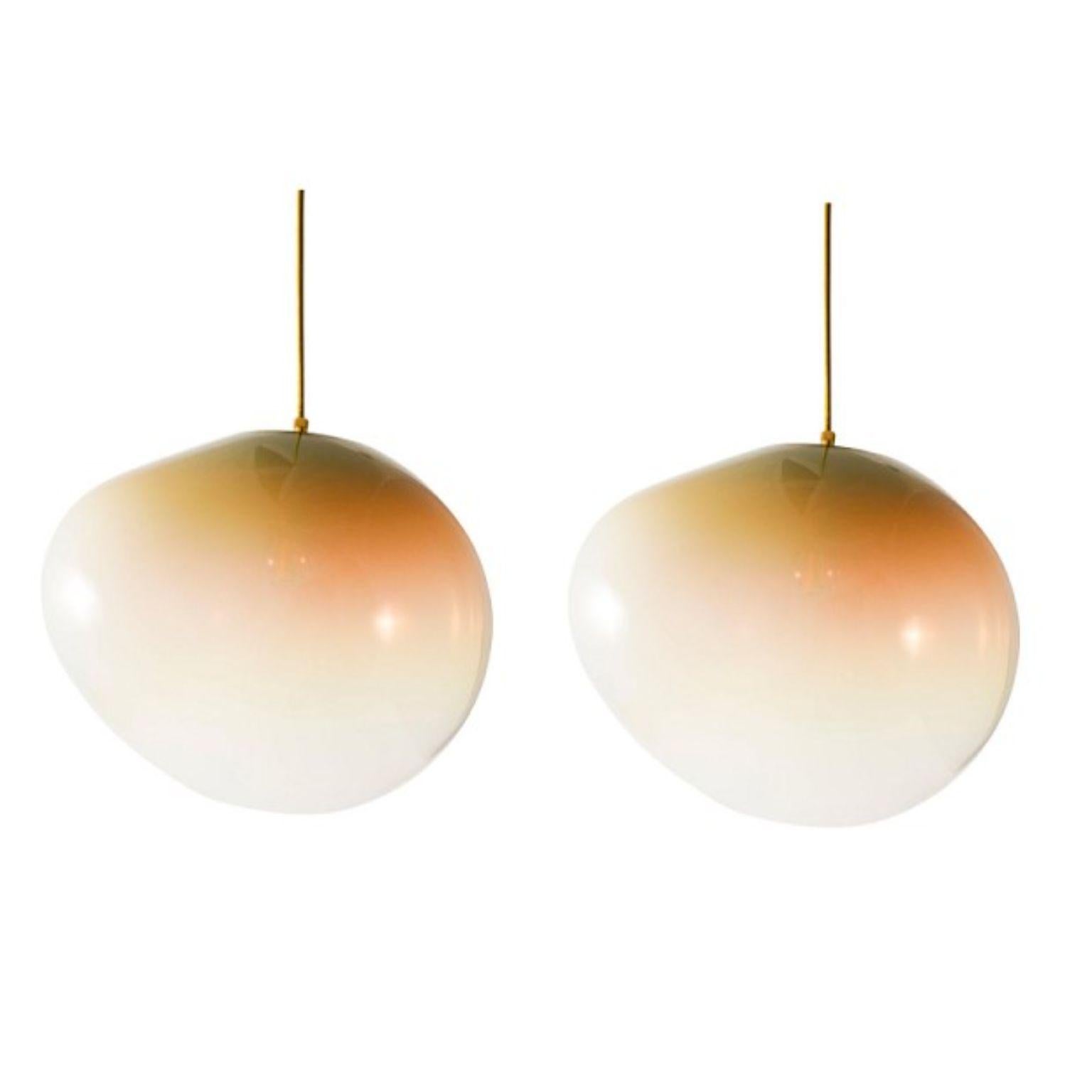 Set of 2 Sirius XL pendants by ELOA
No UL listed 
Material: LED bulb, glass
Dimensions: D38 x W43 x H38 cm
Also available in different colours and dimensions.

All our lamps can be wired according to each country. If sold to the USA it will be wired