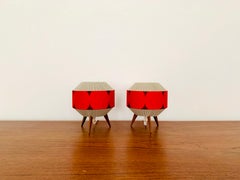 Set of 2 sisal and teak table lamps from Temde