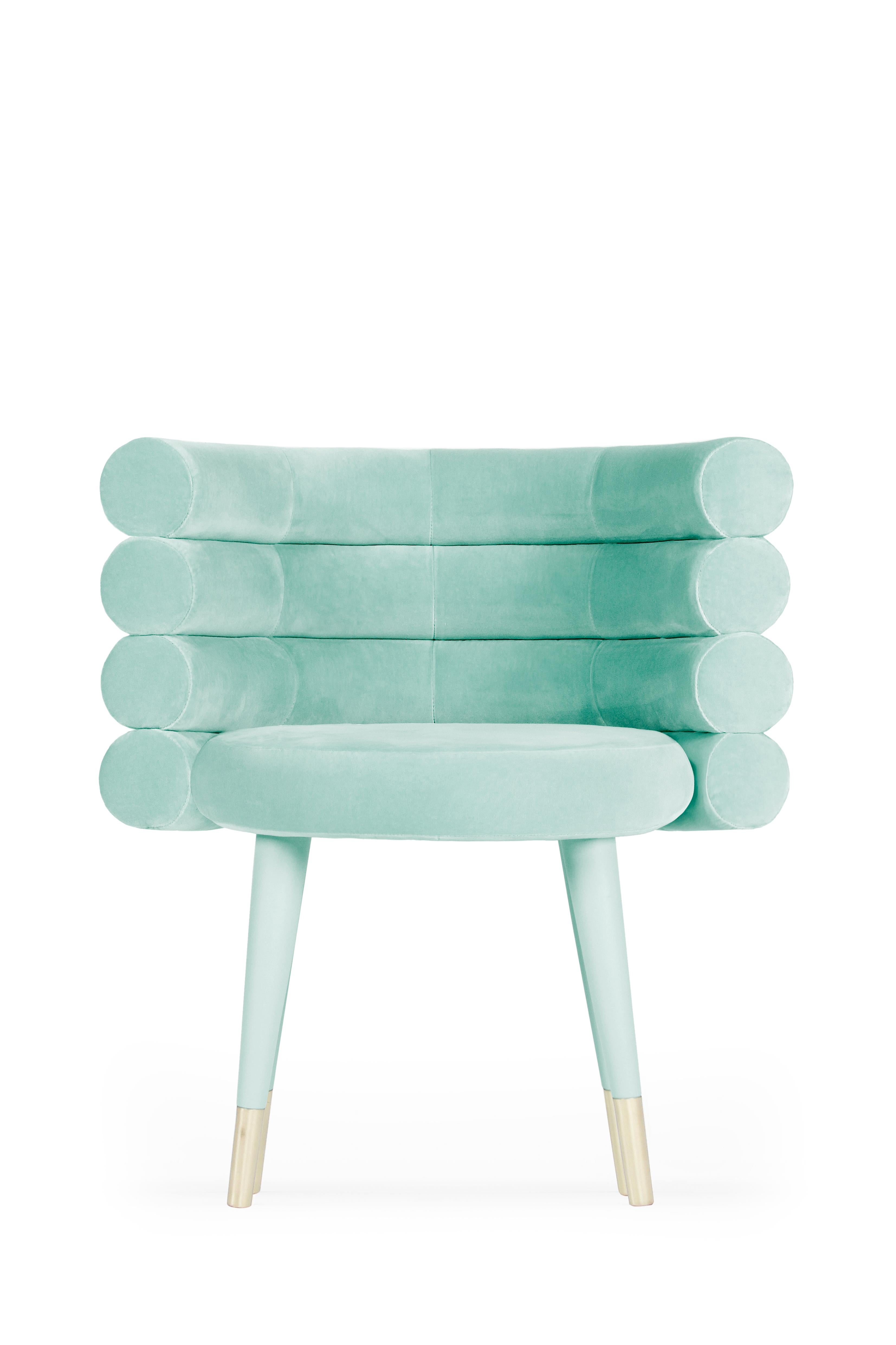 2er-Set Himmelblaue Marshmallow-Esszimmerstühle, Royal Stranger im Angebot 7