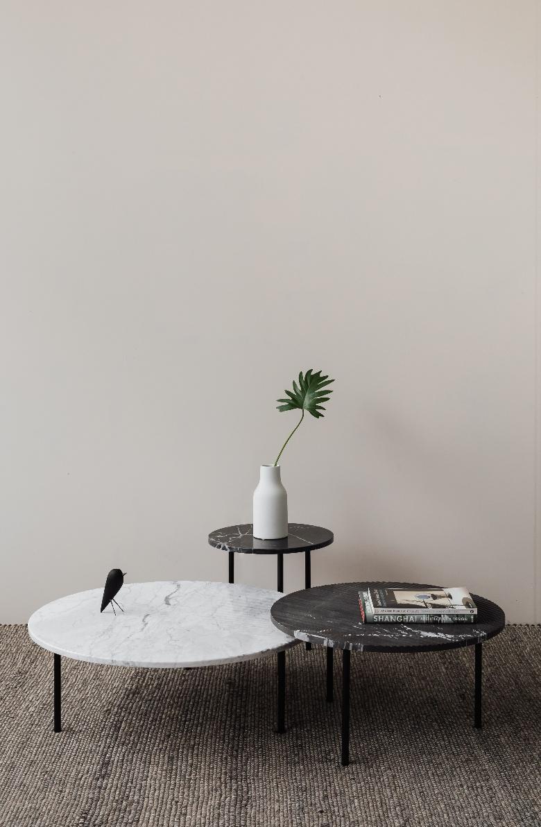 Contemporary Set of 2 Small and Large Marble Gruff Coffee Tables by Un’common
