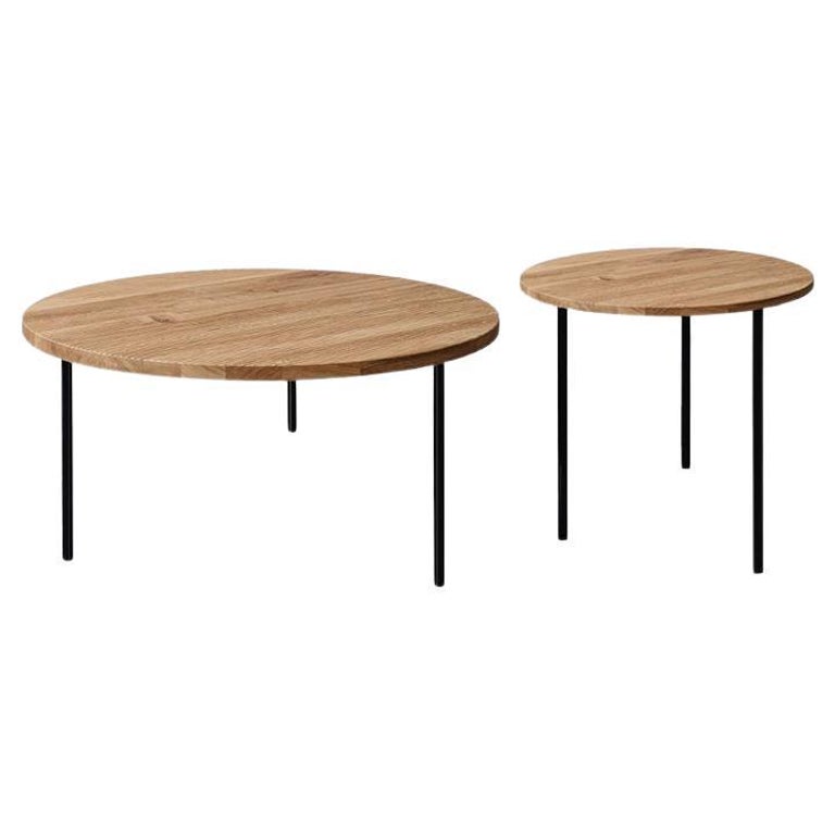 Set of 2 Small and Medium Oak Gruff Coffee Table by For Sale