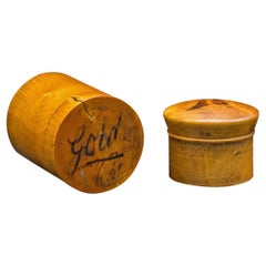 Juego de 2 pequeñas cajas de boticario antiguas, tejo inglés, treen en miniatura, victorianas
