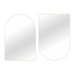 Set of 2 Small Arched Vanity Beige Wall Mirrors, Loveself 01 by oitoproducts