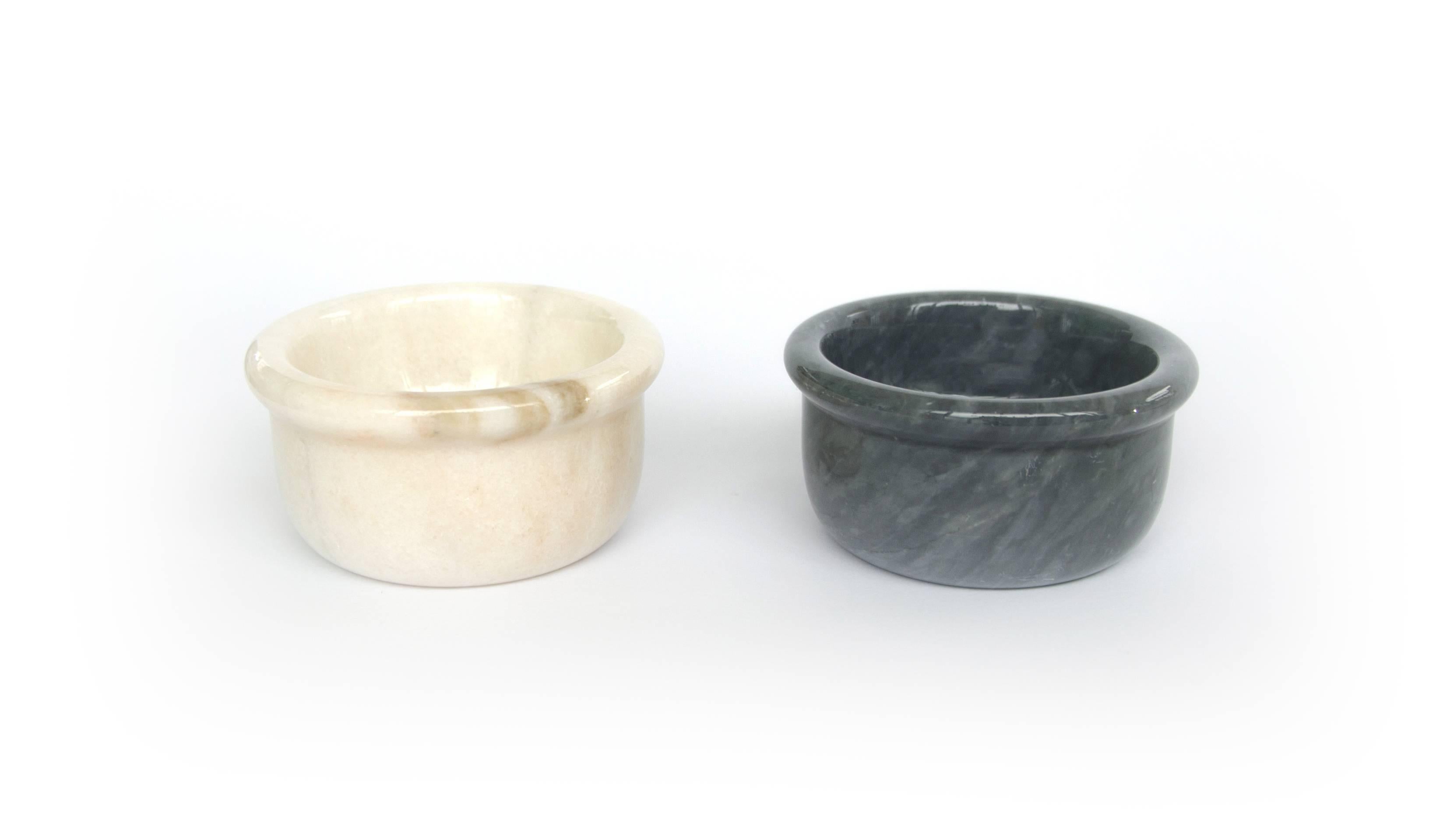 Italian Set of 2 Small Bowls in Grey and Pink Marble
