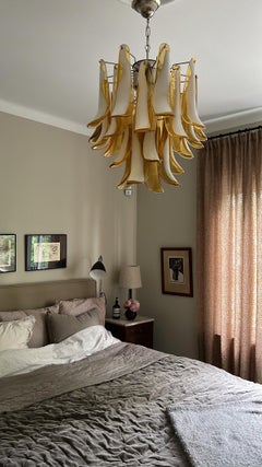 Set of 2 Small Colorful Murano Chandelier in Amber. Flamingo style