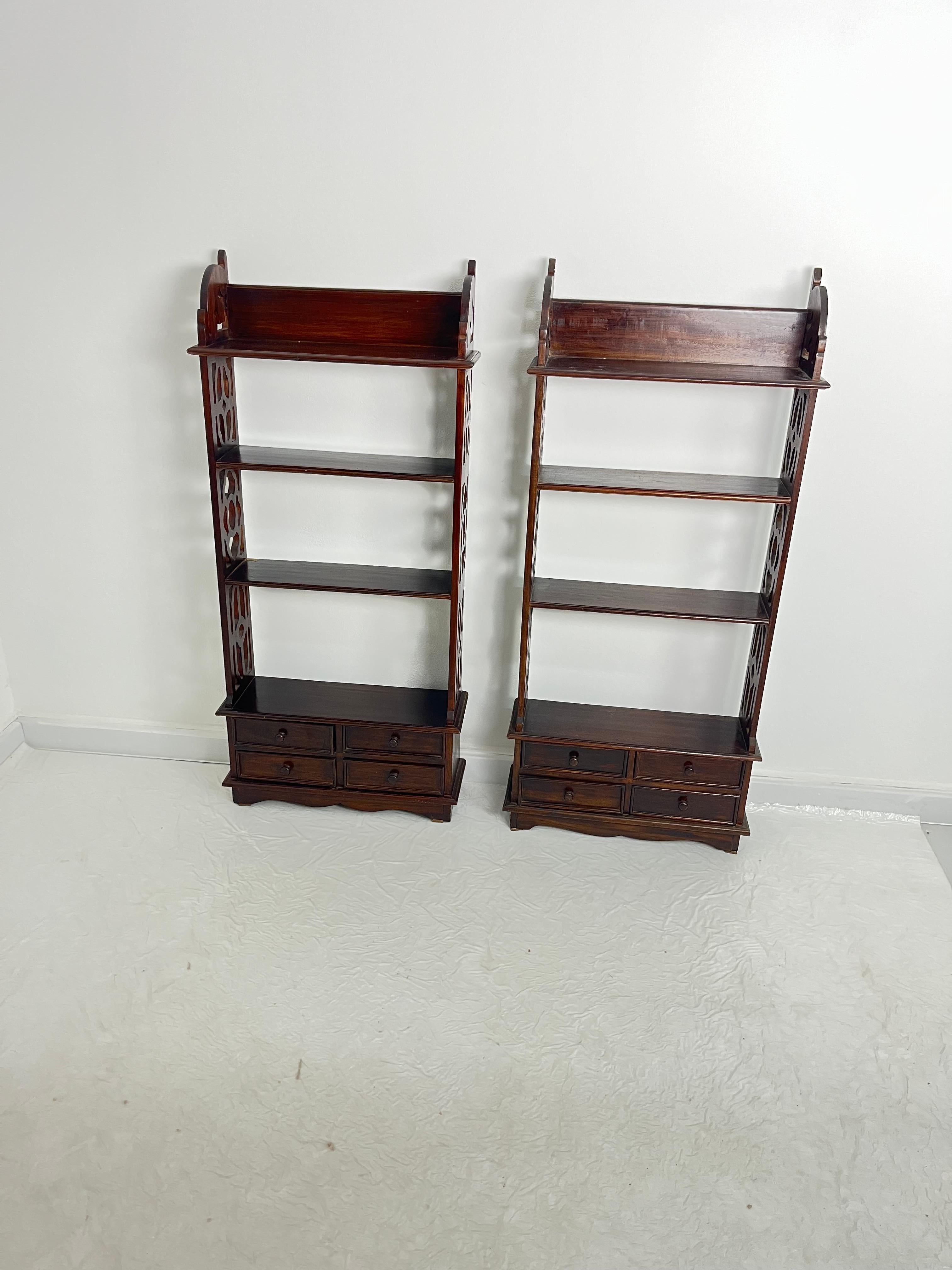 British Set of 2 Small English Bookcases with Drawers, 1960s For Sale