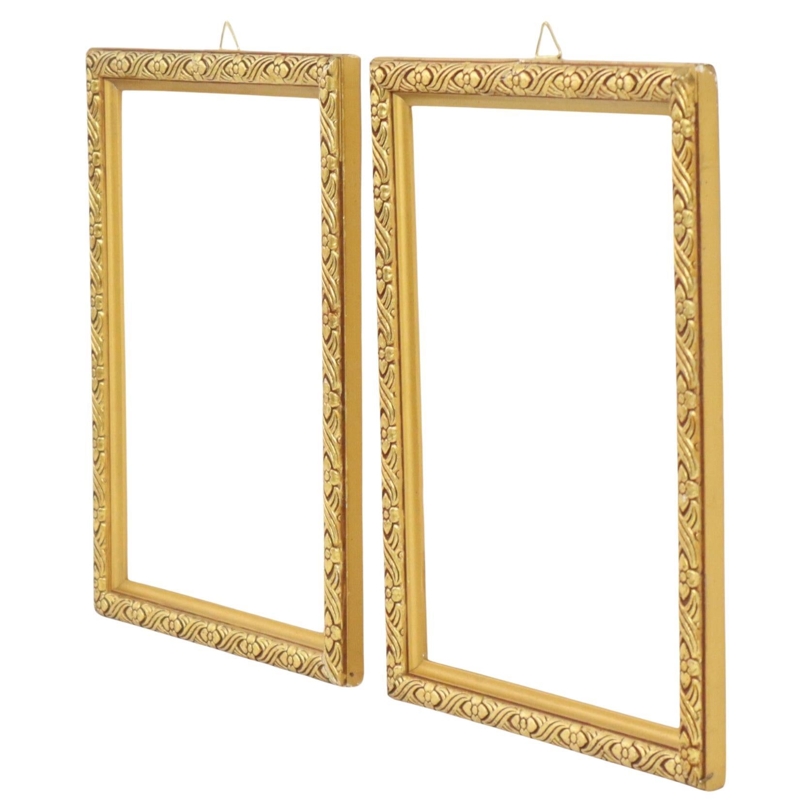 Set of 2 Small Golden Baroque Frames Wood Classic Painting 21x27cm