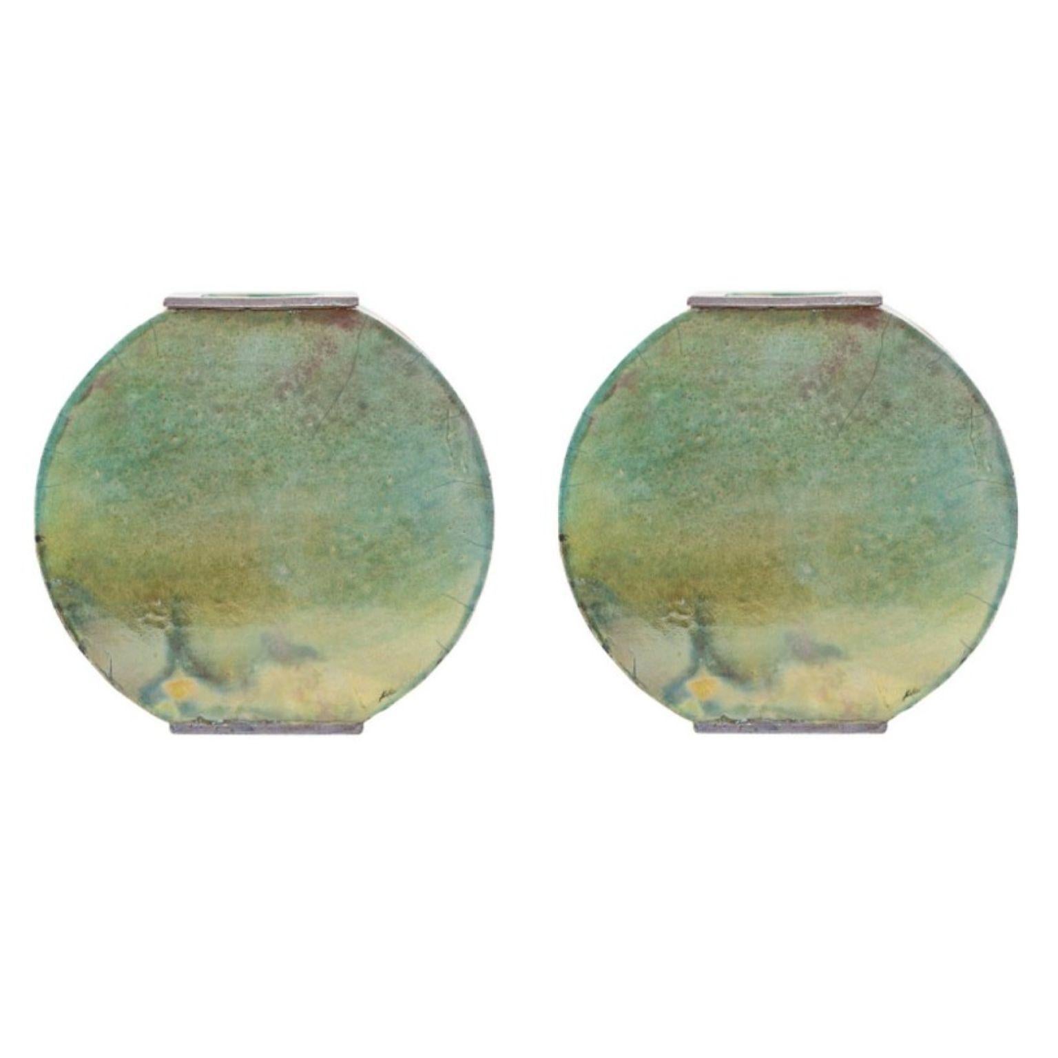 Set di 2 vasi verdi di Doa Ceramics. 
Dimensioni: 3.5