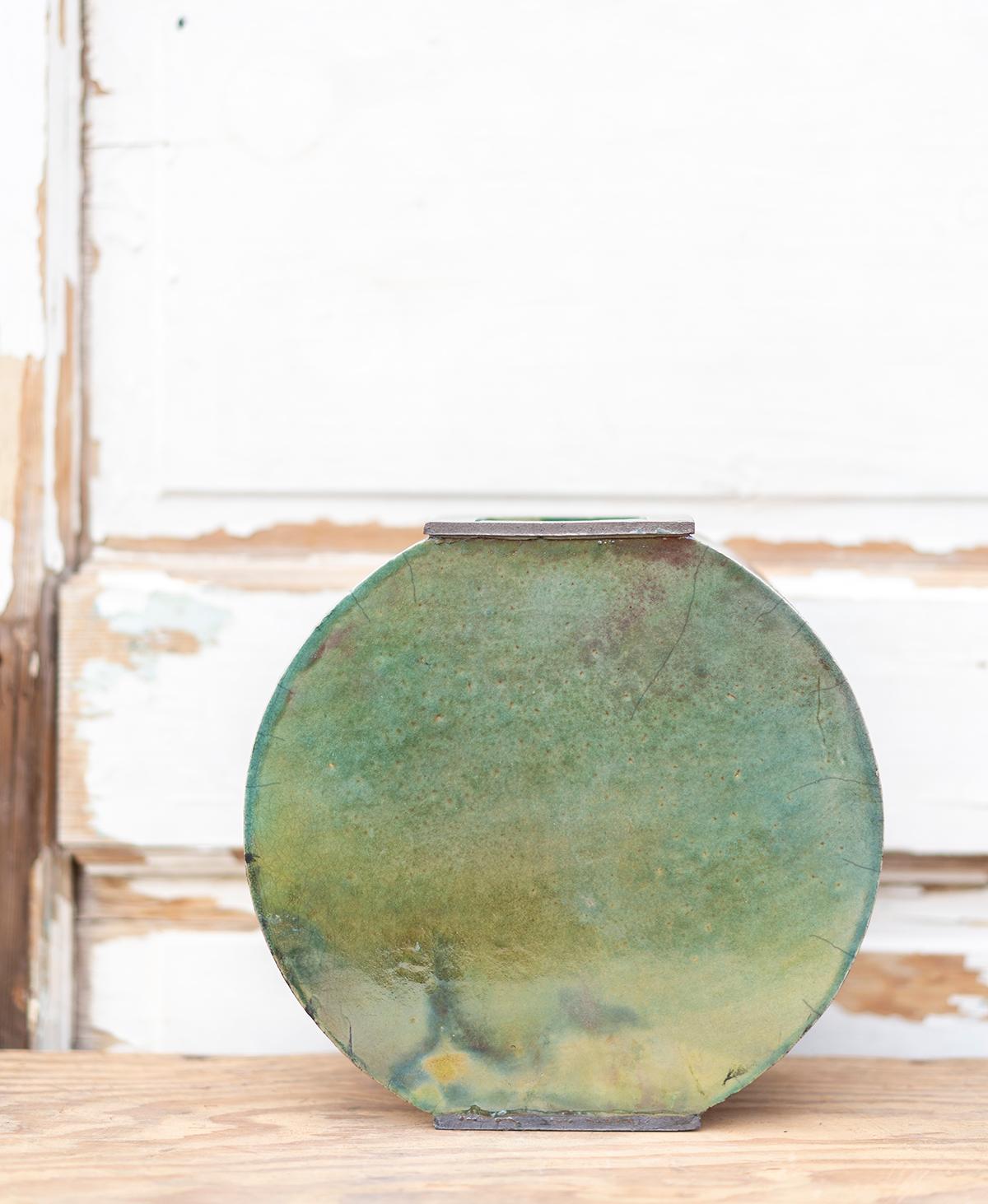 Modern Set of 2 Small Green Vases by Doa Ceramics For Sale