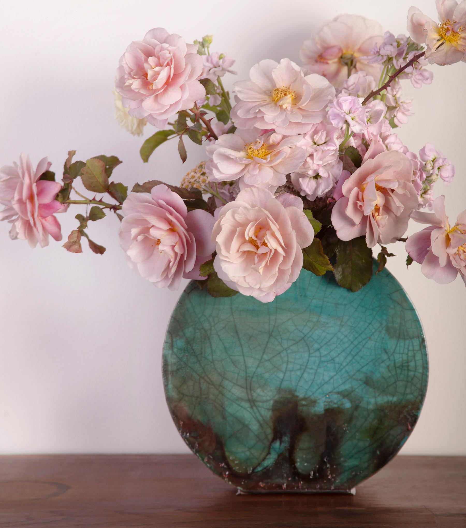 Glazed Set of 2 Small Jade Vases by Doa Ceramics For Sale