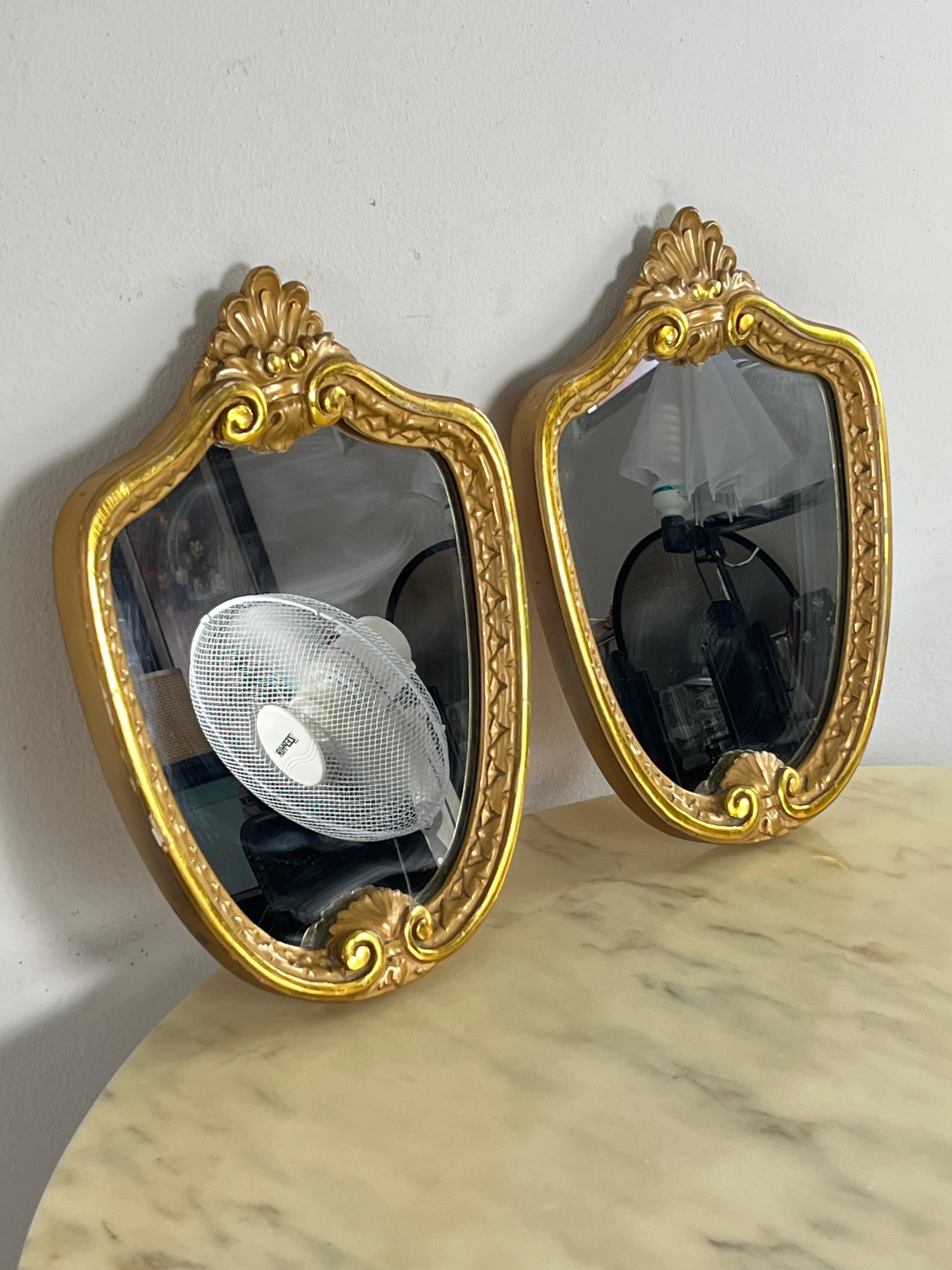 Mid-20th Century Set Of 2 Small Mid-Century 1960s Wall Mirrors For Sale