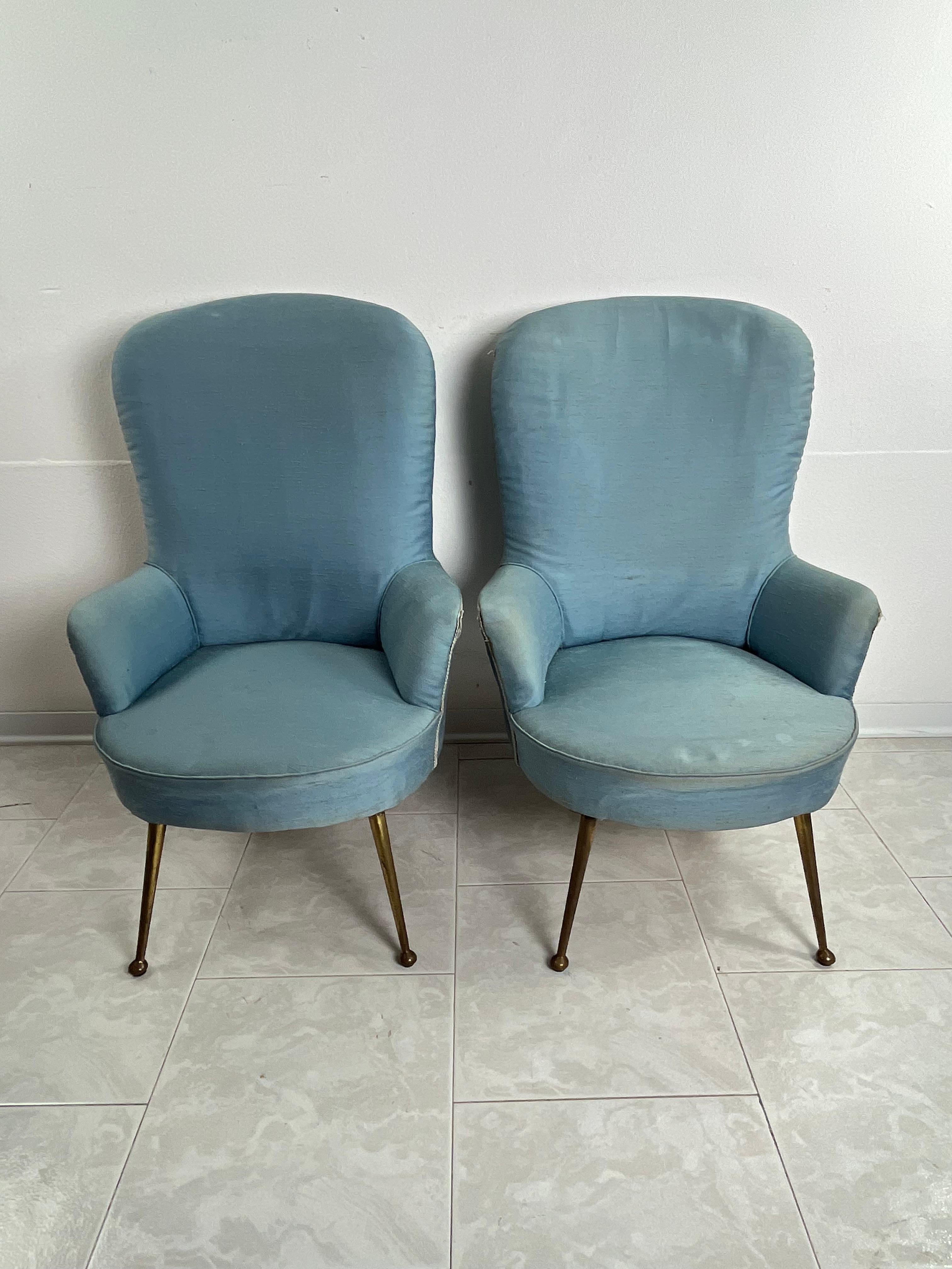 Ensemble de 2 petits fauteuils du milieu du siècle design italien des années 1960 Bon état - En vente à Palermo, IT