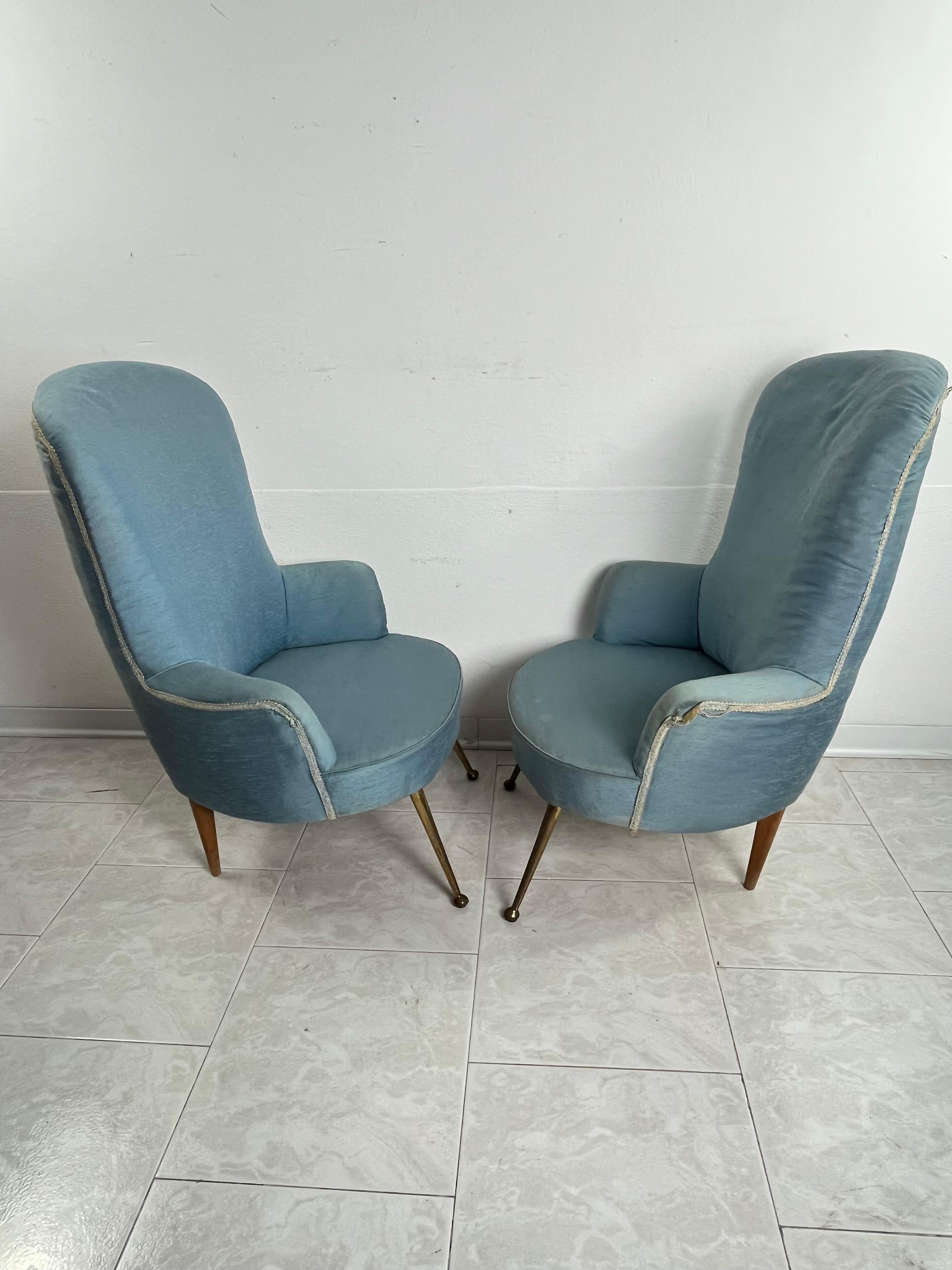 Mid-20th Century Set Of 2 Small Mid-Century Armchairs Italian Design 1960s For Sale