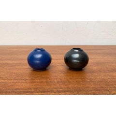 Set of 2 Small Mid-Century Minimalist Studio Pottery Ball Vases, 1960s