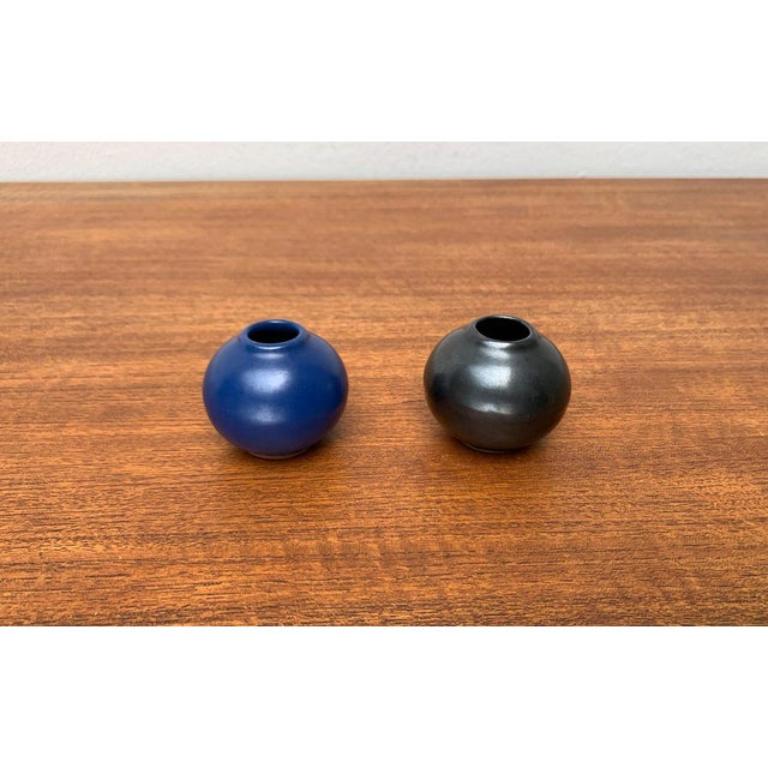 20th Century Set of 2 Small Mid-Century Minimalist Studio Pottery Ball Vases, 1960s For Sale