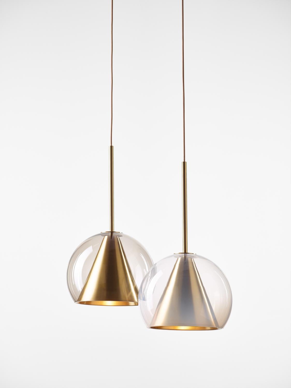 Set di 2 piccole luci a sospensione Kono neutre e nude di Dechem Studio A in vendita 12