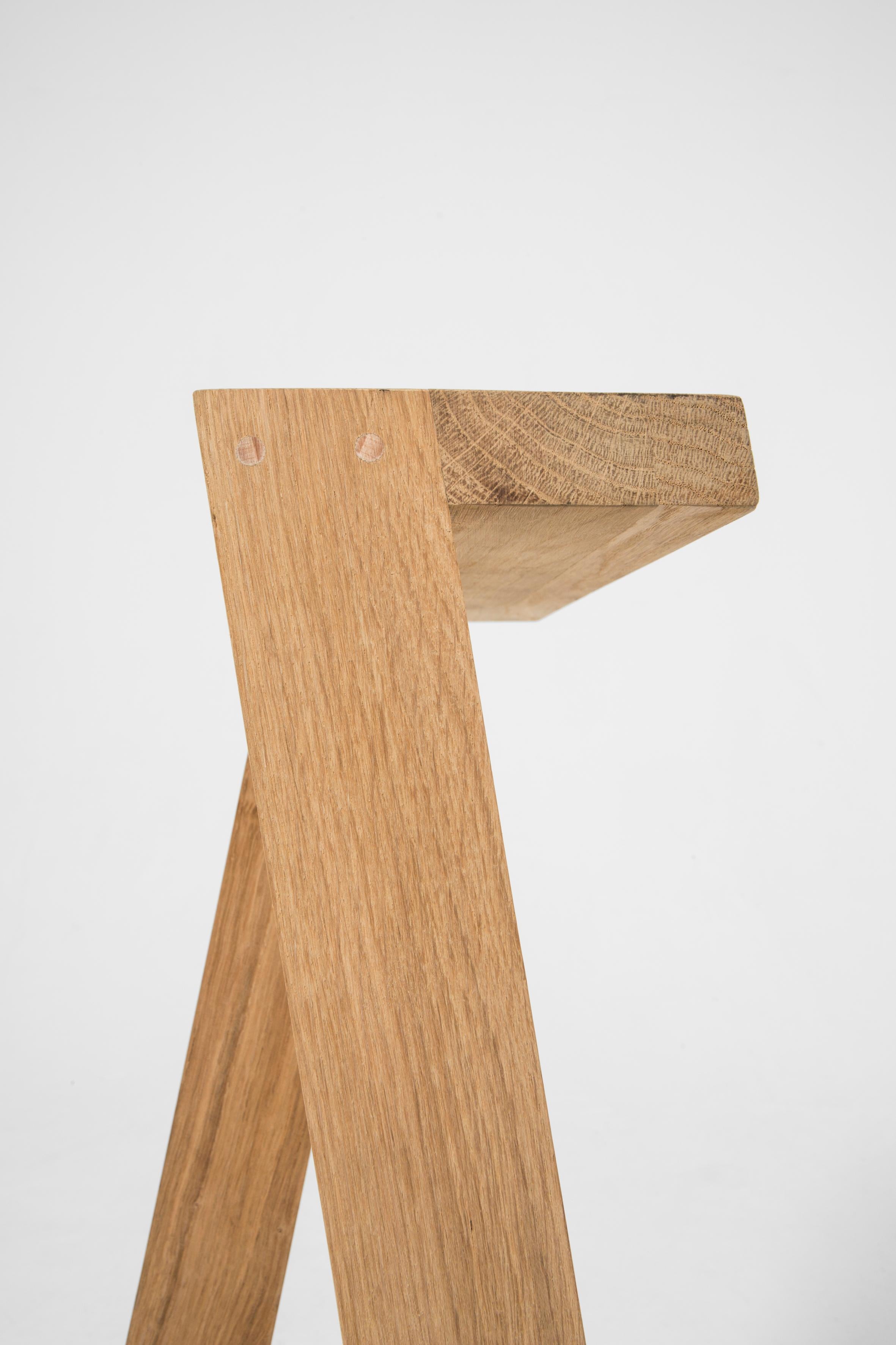 Other Set of 2 Small Pausa Oak Stool by Pierre-Emmanuel Vandeputte For Sale