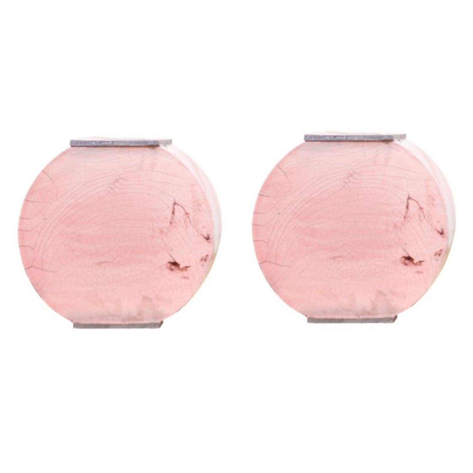 Set of 2 small pink vases by Doa Ceramics 
Dimensions: 3.5