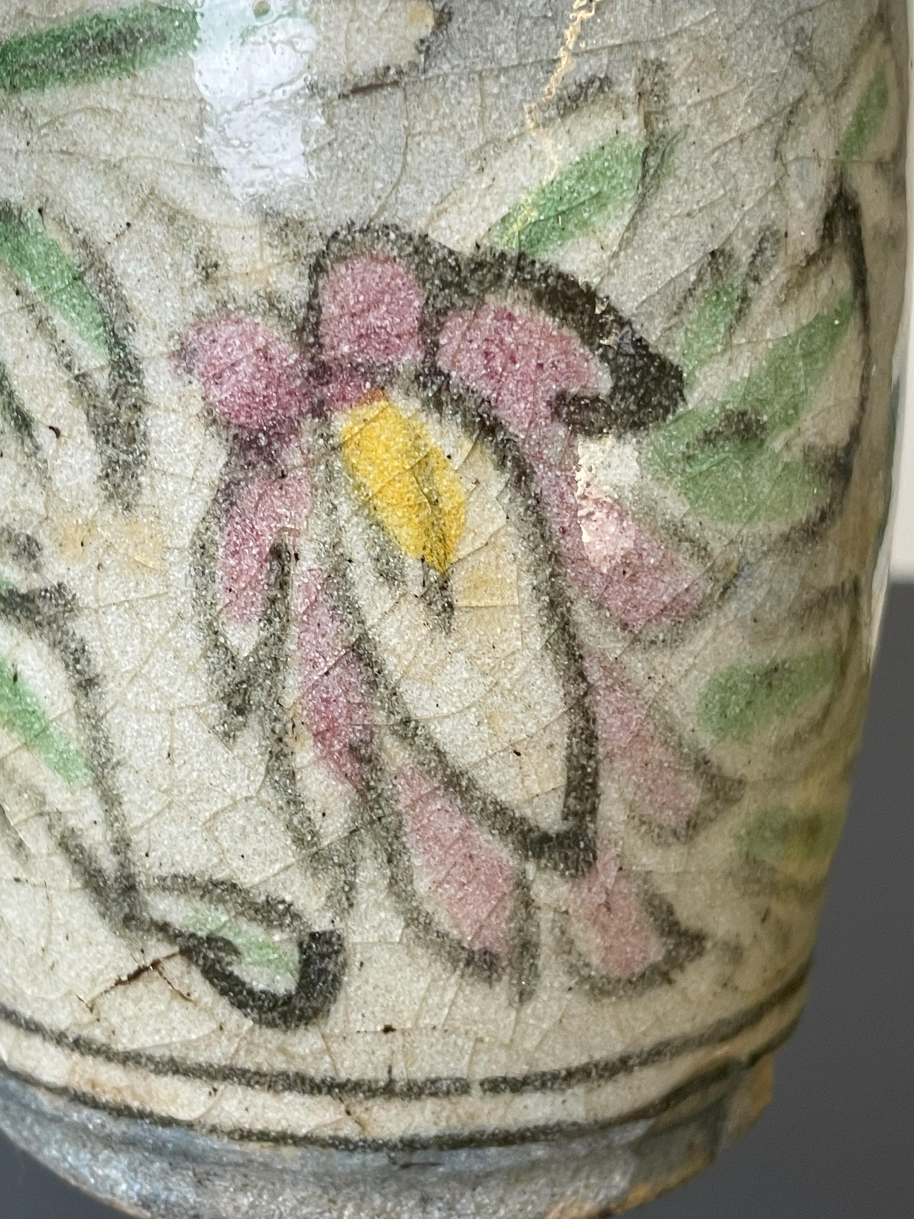 Set of 2 Small Round White Qajar Vases #1 and #2 For Sale 7