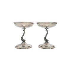 Set di 2 piccole ciotole a stelo di pesce in argento sterling