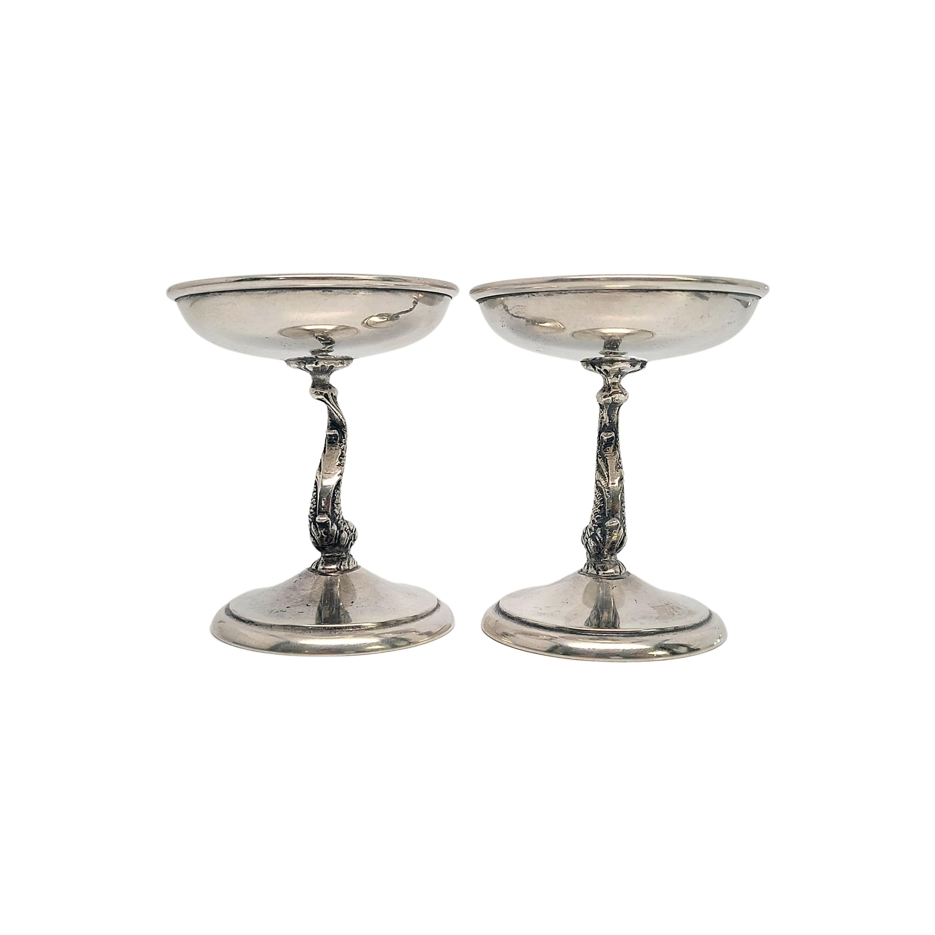 Set of 2 Small Sterling Silver Fish Stem Bowls In Good Condition For Sale In Washington Depot, CT