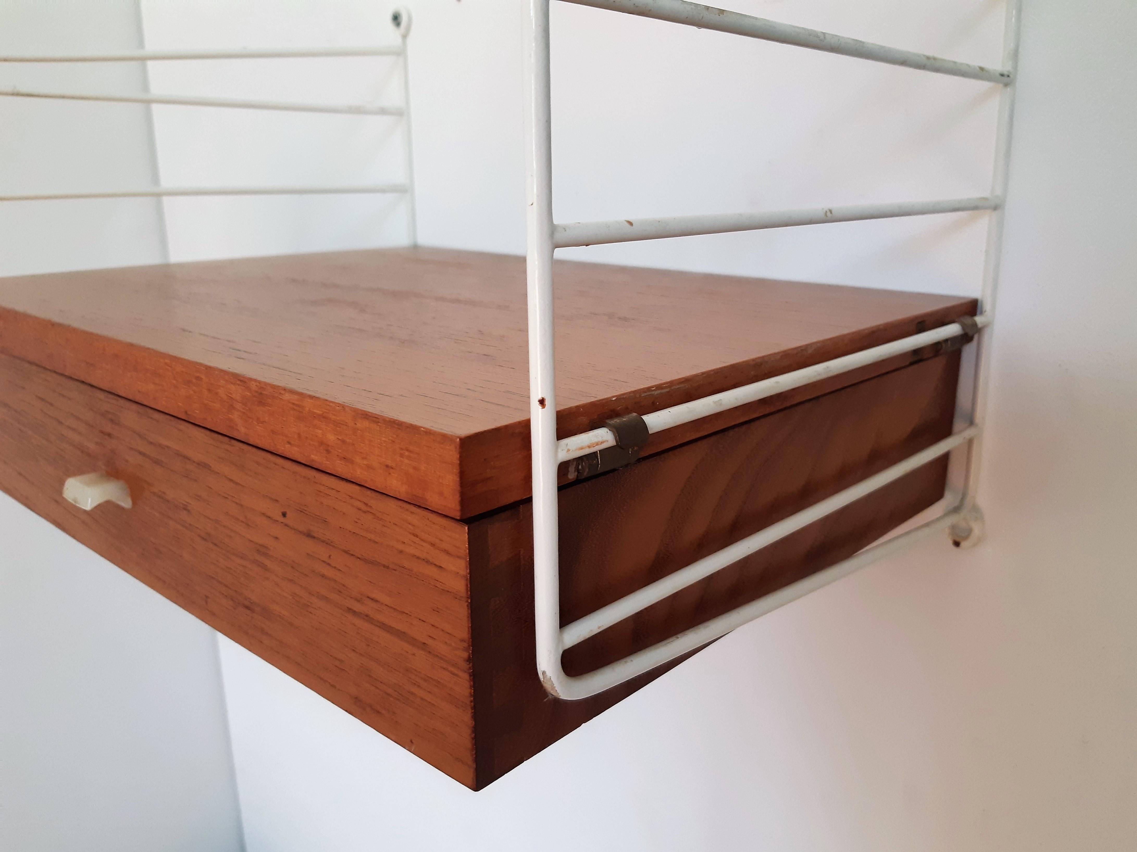 Mid-20th Century Set of 2 Small Teak Wall Units with Drawer by Nisse Strinning for String, Sweden