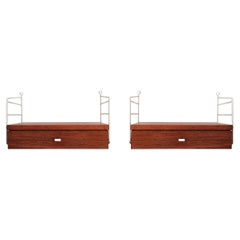 Set of 2 Small Teak Wall Units with Drawer by Nisse Strinning for String, Sweden