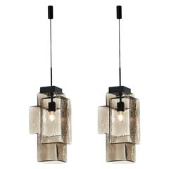 Ensemble de 2 lampes à suspension Tetris gris fumé par Dechem Studio