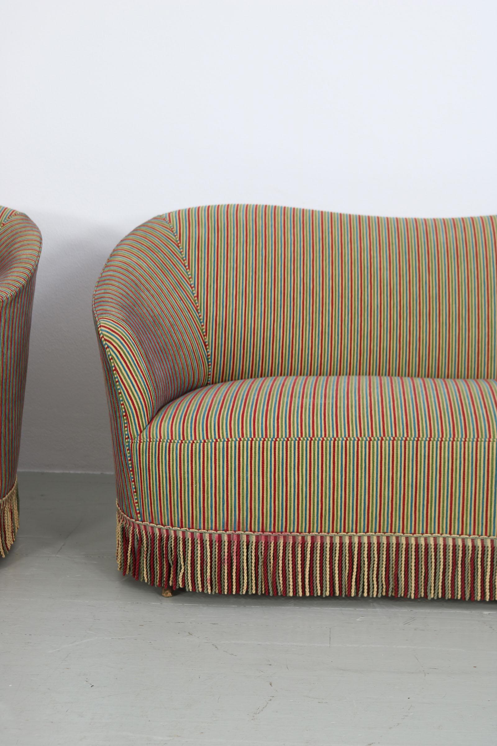 Set of 2 Sofas with Fabric by Fede Cheti, Italy 1940s For Sale 8