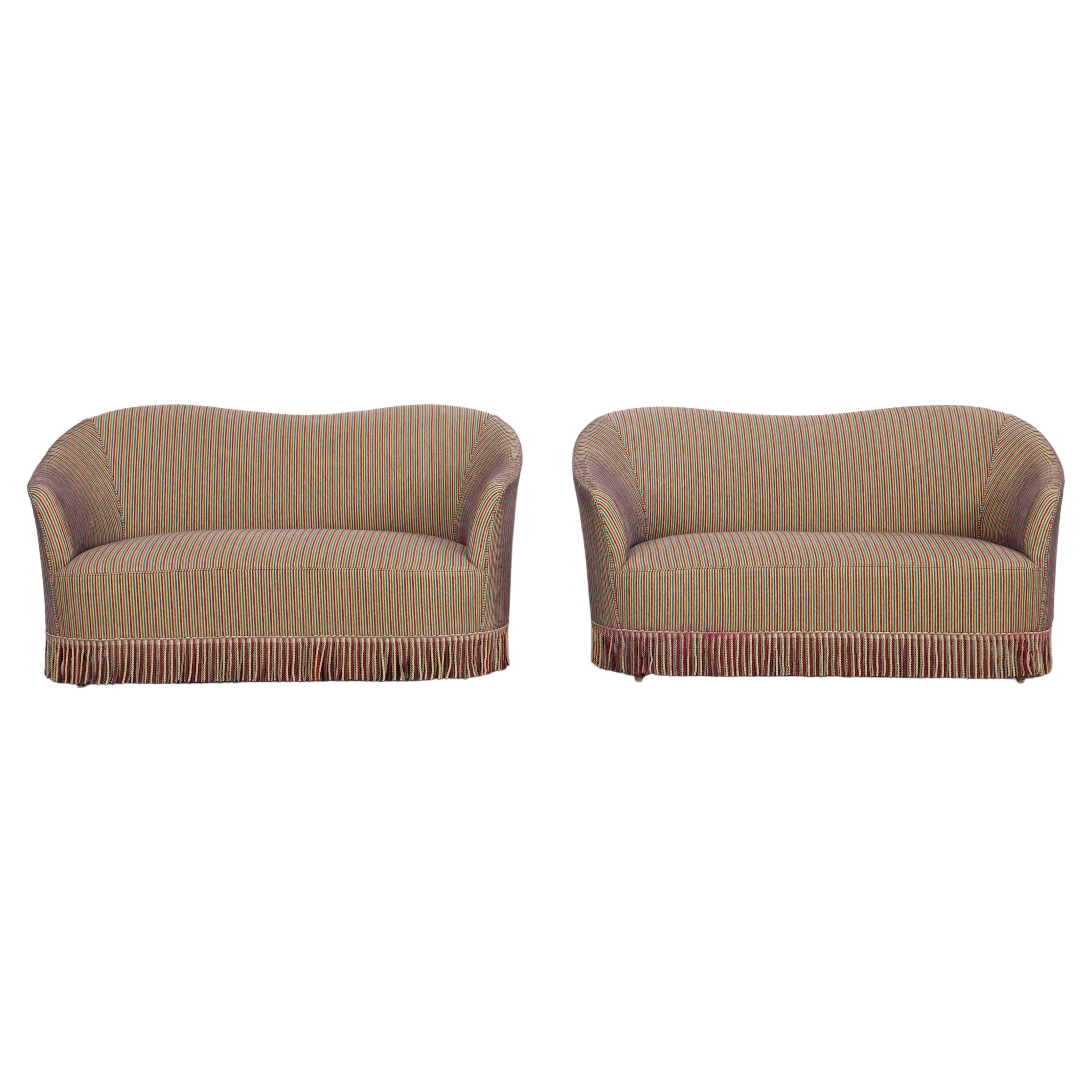 Set of 2 Sofas with Fabric by Fede Cheti, Italy 1940s