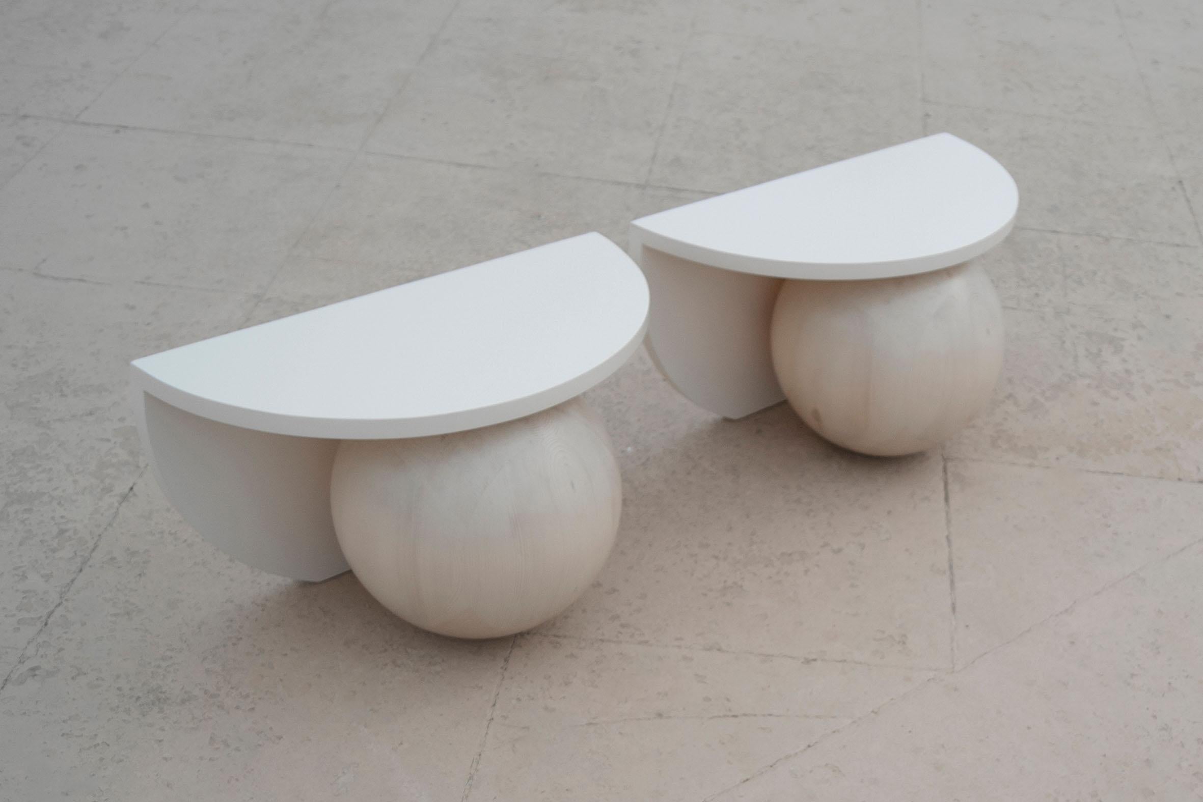 Set of 2 Soft Beige Nightstands by Studio Christinekalia For Sale 1