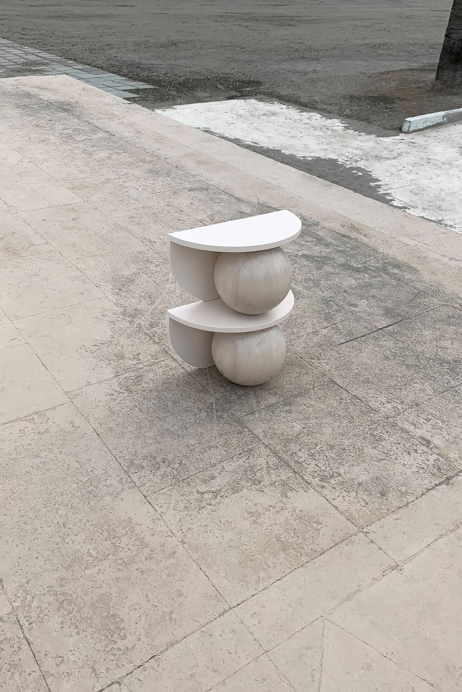 Set of 2 Soft Beige Nightstands by Studio Christinekalia For Sale 3