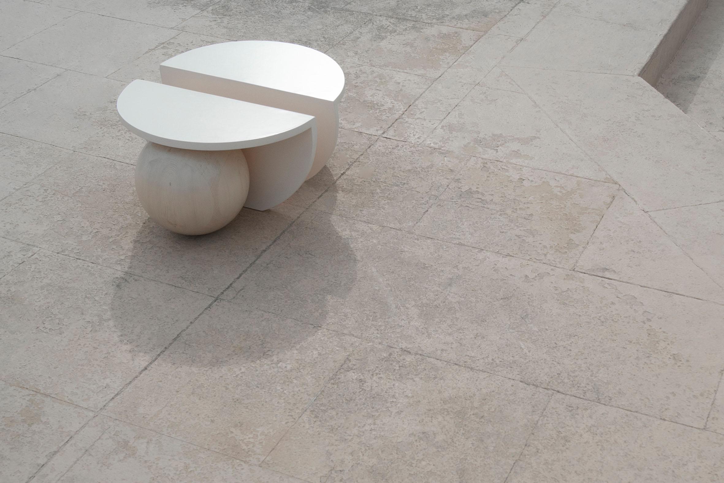 Set of 2 soft beige nightstands by Studio Christinekalia
Dimensions: W 24 x D 47 x H 27 cm.
Materials: Swedish Pine Solid Wood, Lacquered mdf. 

Christine Kalia is a design studio exploring modes of spatial relations between architectural,