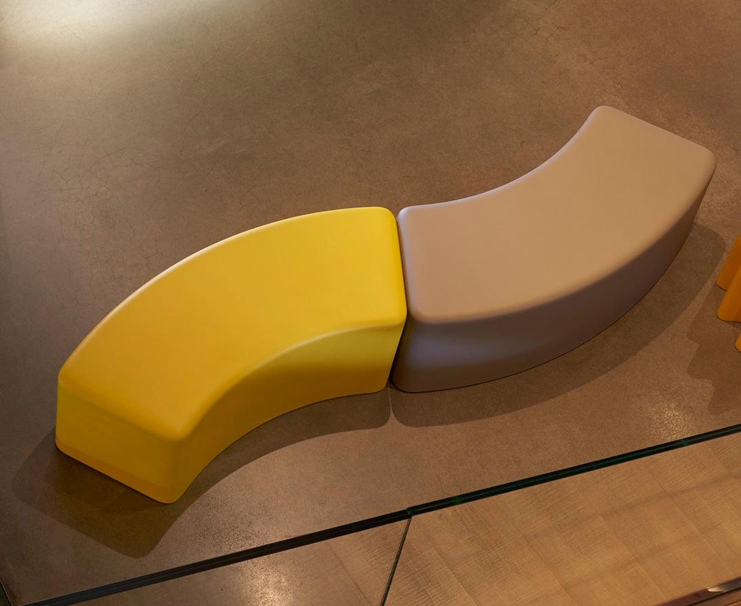 Set Of 2 Soft Snake Modular Seats by SLIDE Studio
Dimensions: D 52 x W 119 x H 43 cm. 
Materials: Polyethylene.
Weight: 12 kg.

Available in different color options. This product is suitable for indoor and outdoor use. Fireproof product with class