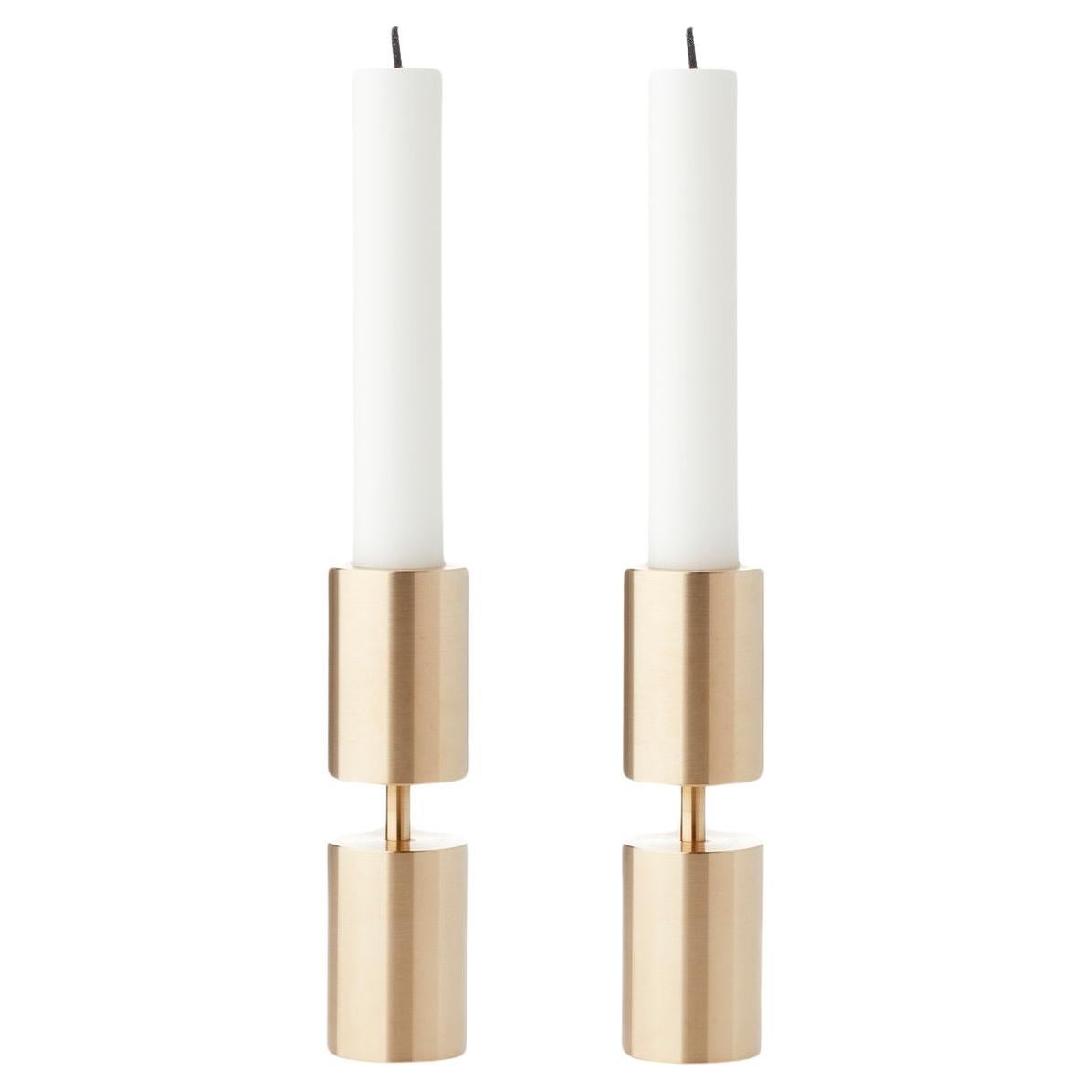 Set of 2 Solid Brass Candleholder by Applicata