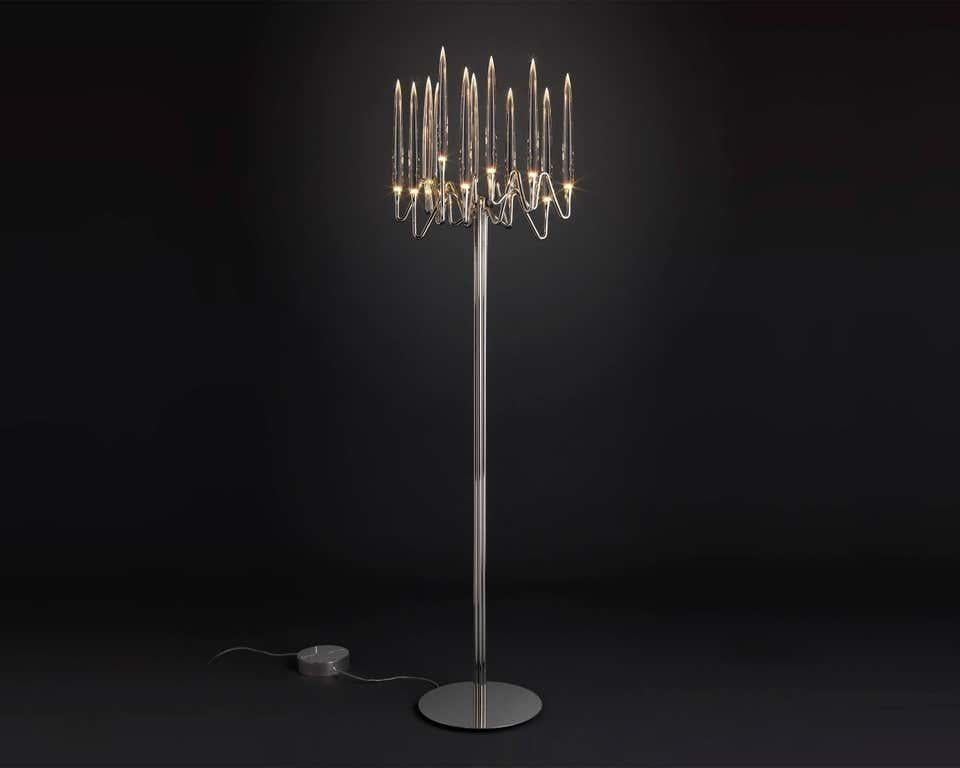 Modern In Stock in Los Angeles, Set of 2 Floor Lamps with Nickel Finish, Made in Italy